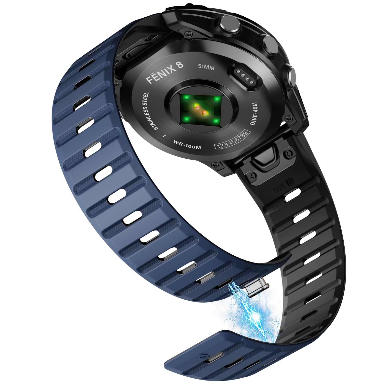 Strong Magnetic Silicone Watch Bands for Garmin Fenix 8/8 Pro 51mm/7X/6X/5X, 26mm Quickfit Bands Strap Compatible with Garmin Fe