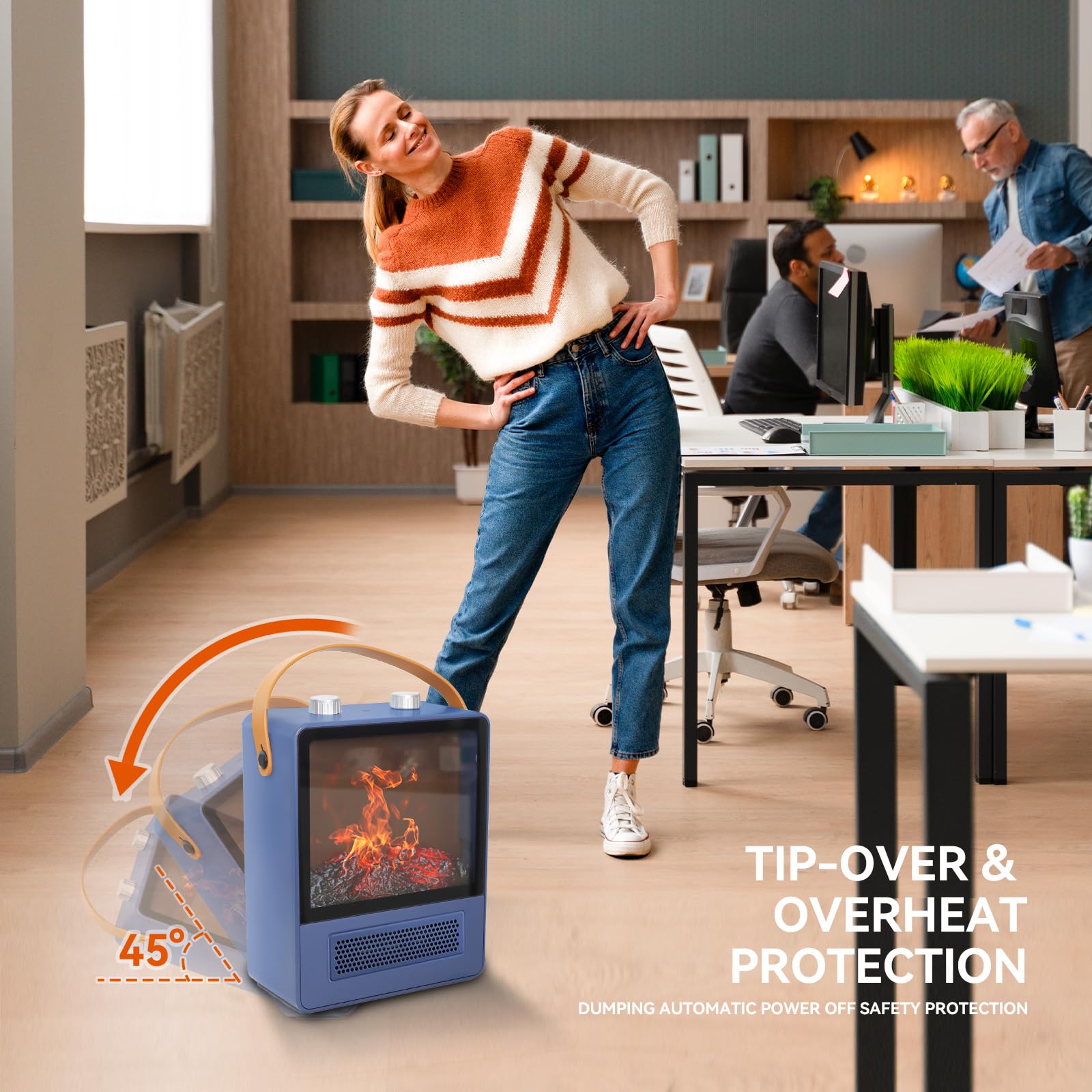 Tempware Electric Fireplace Heater, 1500W Portable Space Heater, Fireplace With Realistic 3D Flame Effect And Overheating Safety