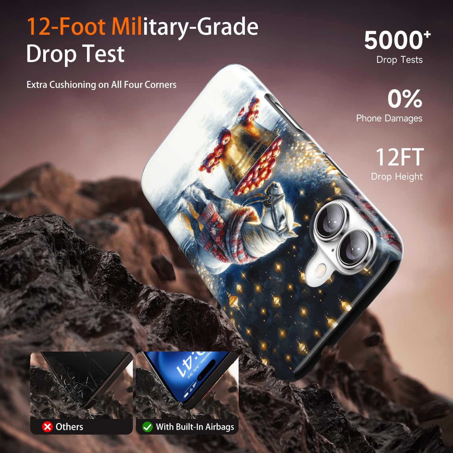 Dorismax Christmas Phone Case For Iphone 16 Plus - Wireless Charging Compatible - Dual-Layer Shell + Silicone Cover - Protective