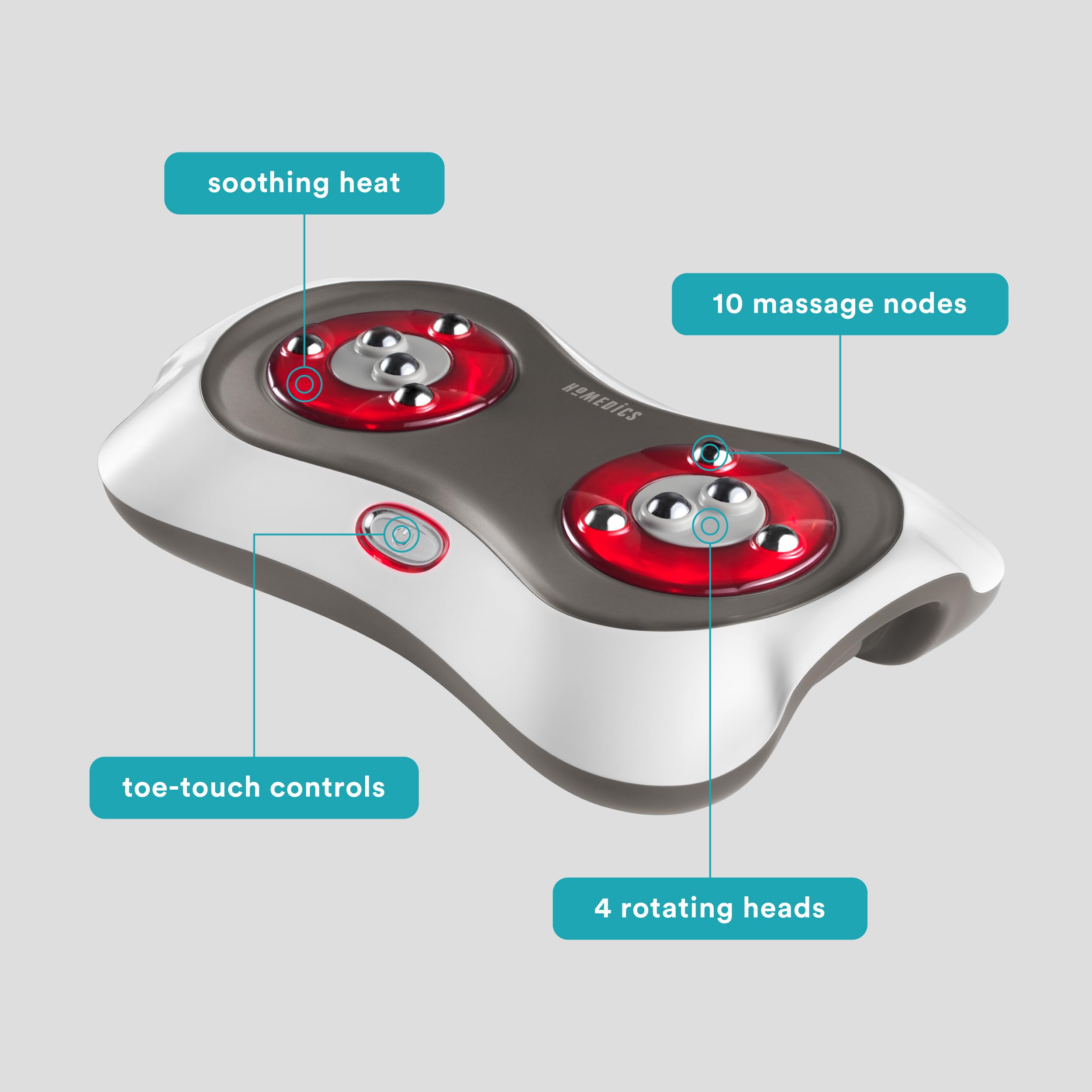 Homedics Deluxe Shiatsu Foot Massager With Heat - Therapeutic Kneading & Rolling Foot Massager Machine, 4 Rotational Heads With