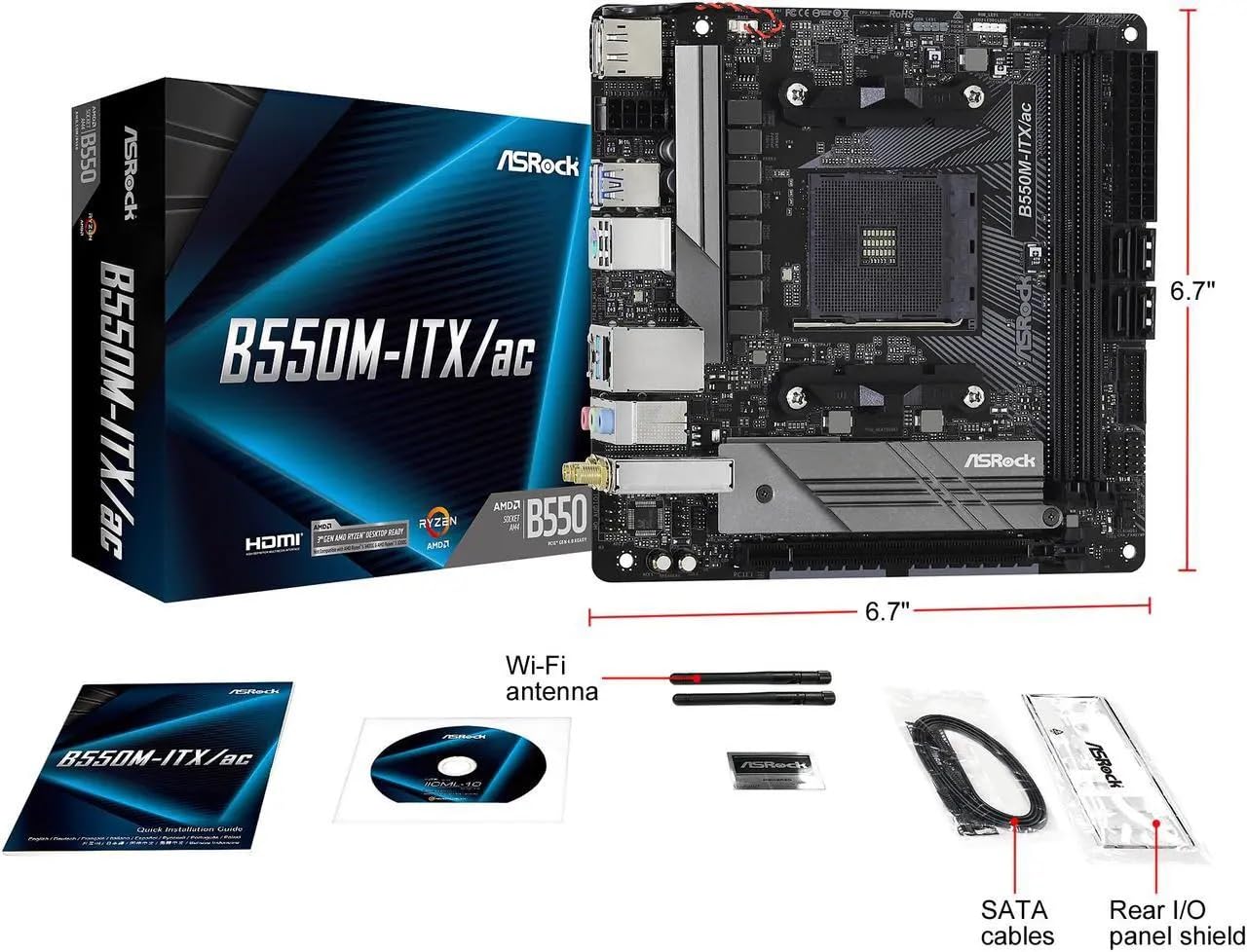Asrock B550M-Itx/Ac Supports 3Rd Gen Amd Am4 Ryzen / Future Amd Ryzen Processors Motherboard Mini Itx
