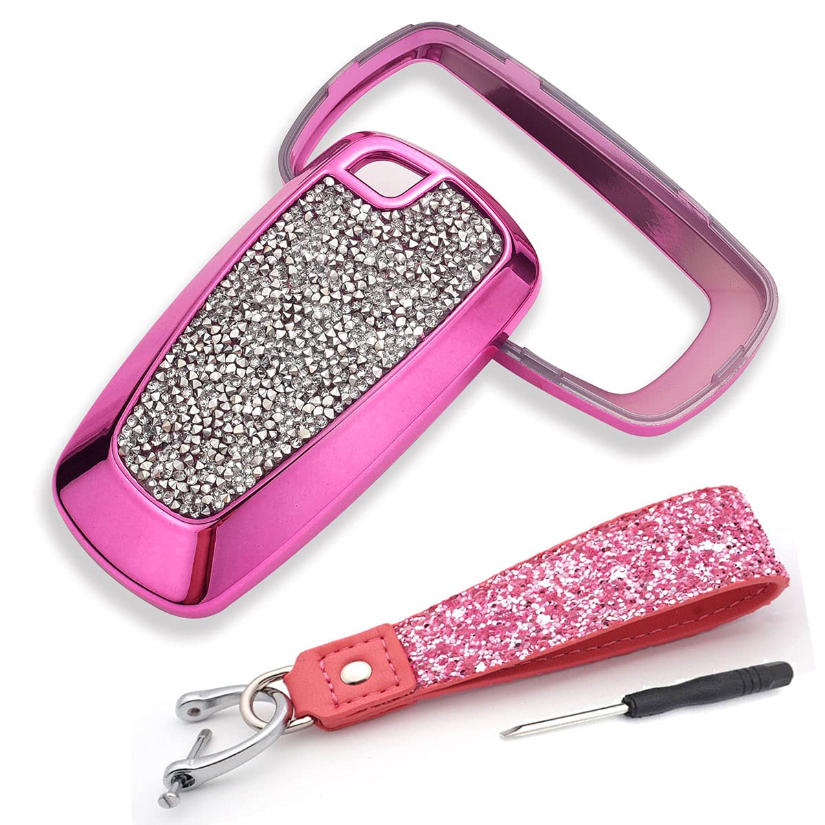 Royalfox(Tm) 3 4 5 Buttons 3D Bling Keyless Entry Remote Smart Key Fob Case Cover For 2017 2018 2019 2020 2021 2022 Ford Mustang