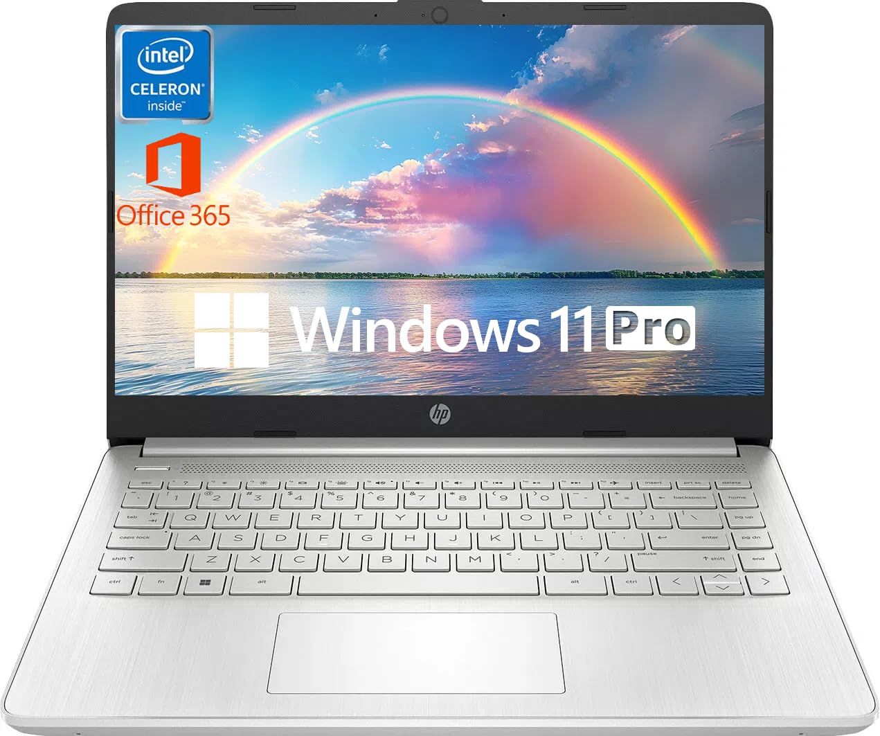 Hp 14 Inch College Students Laptop, Ultral Light Notebook For 1-Year Office 365, Intel Celeron Quad-Core N4120, 16Gb Ram + 384Gb