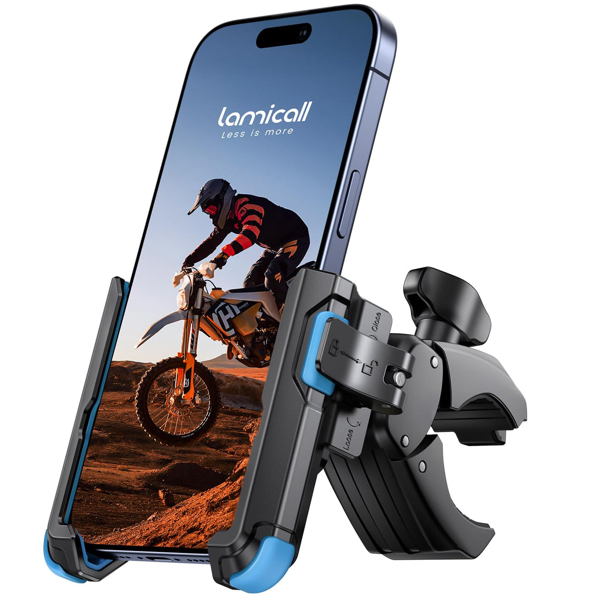 Lamicall Motorcycle Bike Phone Mount - [1S Quick Release] Bike Cell Phone Holder Clip, Bicycle Scooter Handlebar Clamp, For Ipho