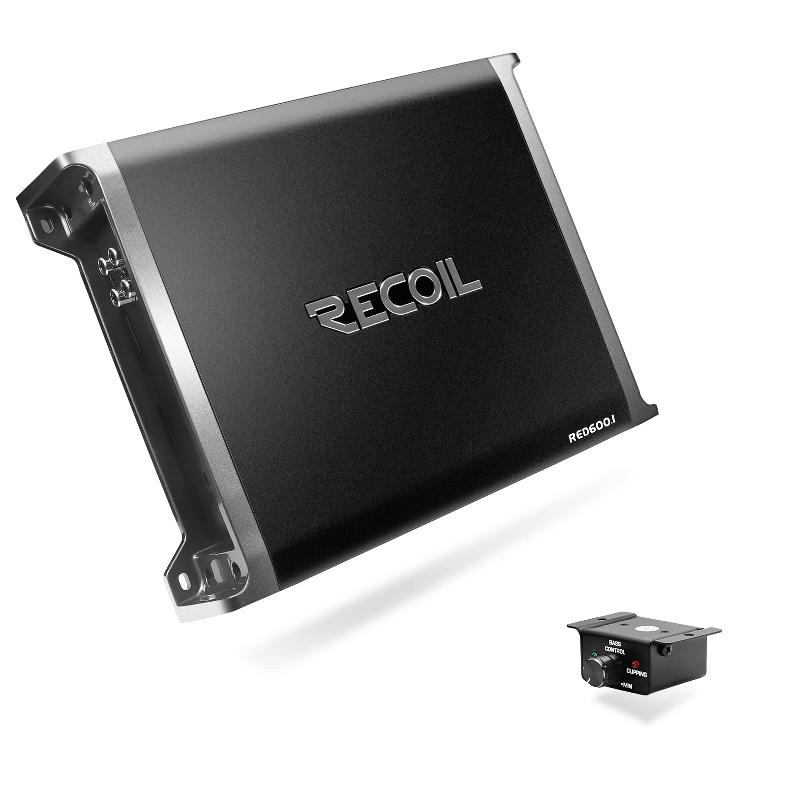 Recoil Red600 1 1320 Watts Class D Car Audio Mono Block Subwoofer Amplifier, 1 Ohm Stable, Remote Bass Knob Included