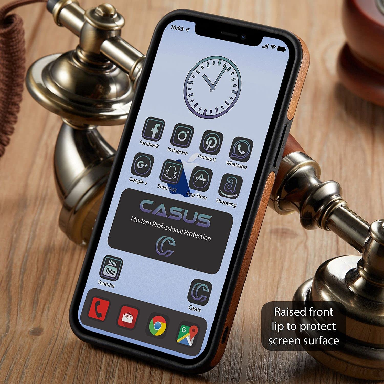 Casus Logo View Compatible With Iphone 13 Pro Case Slim Premium Vegan Leather Classic Luxury Elegant Thin Cover (2021) 6.1'' (Br