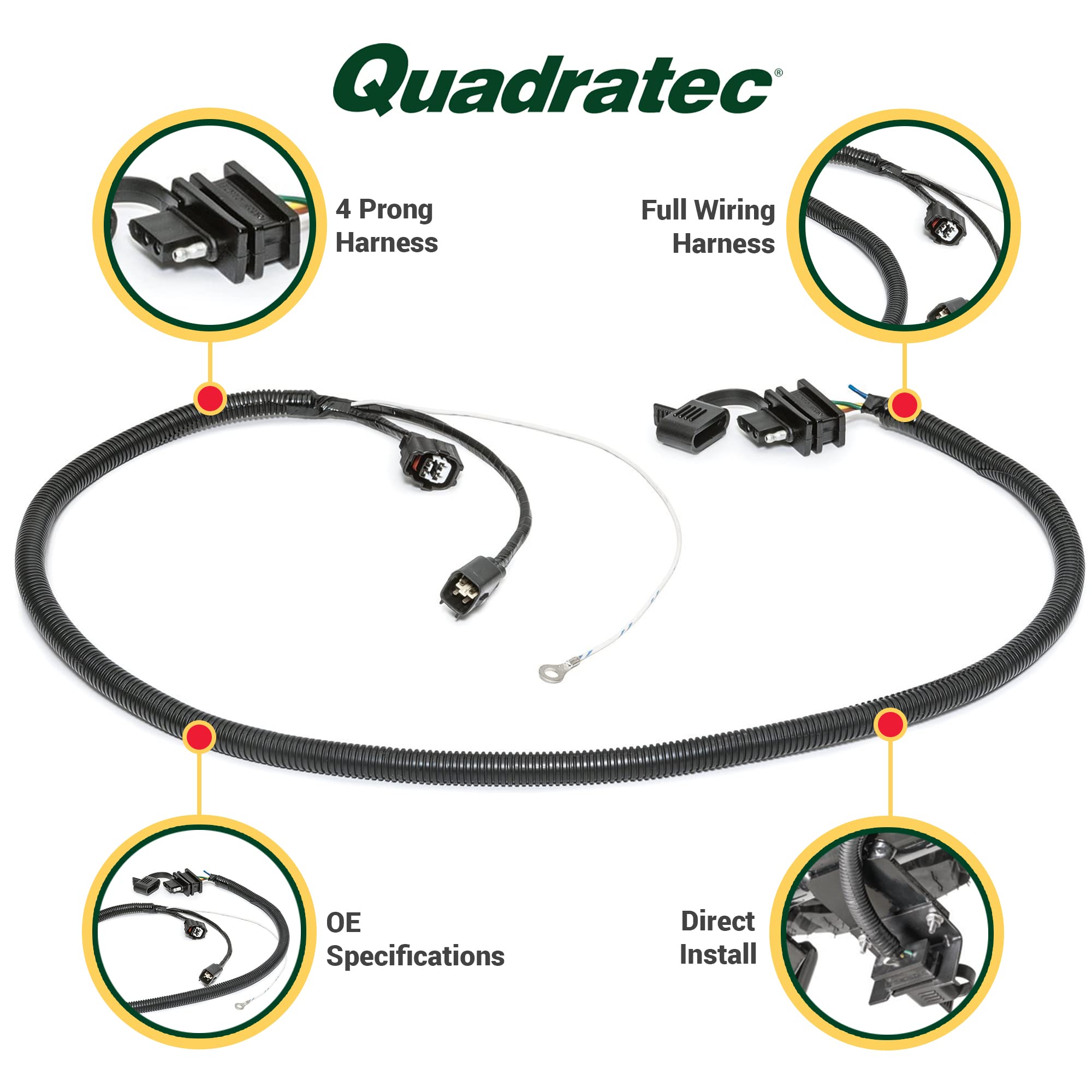 Quadratec Plug & Play Tow Hitch Wiring Harness   Fits Jeep Wrangler Tj, Lj 2005 2006   No Cutting Or Splicing Required   Compati