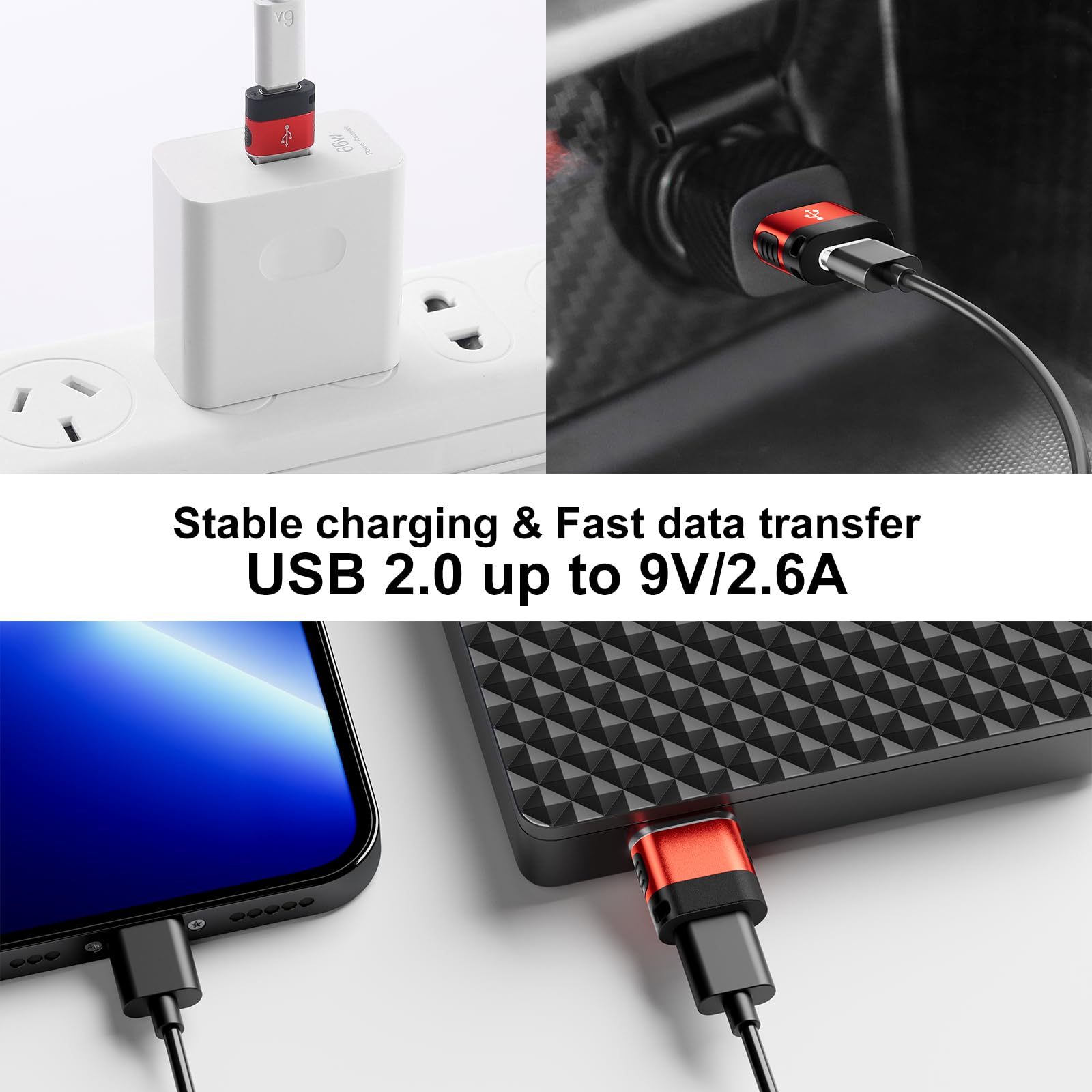 Basenew Usb To Usb C Adapter 6 Pack,Usb A To Usb C Adapter,Usb To C Adapter,Usb Usbc Adapter,Usb A To Usb C,Usb C To Usb Charger