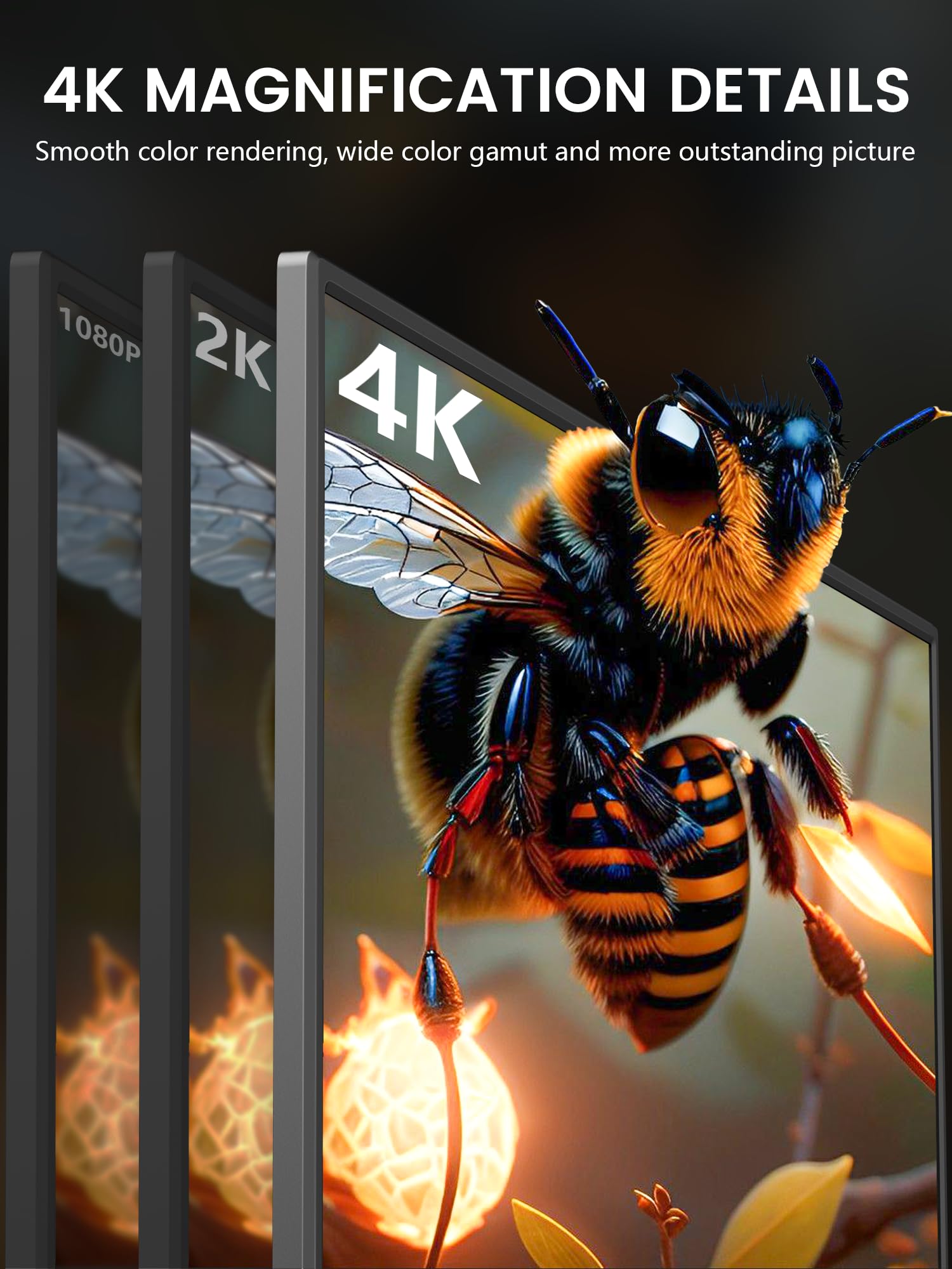 Magicraven 4K Portable Monitor, 14.5'' Ips Laptop Screen, Slim Lightweight 1500:1 Dual Usb C Hdmi Gaming Display With Speakers,