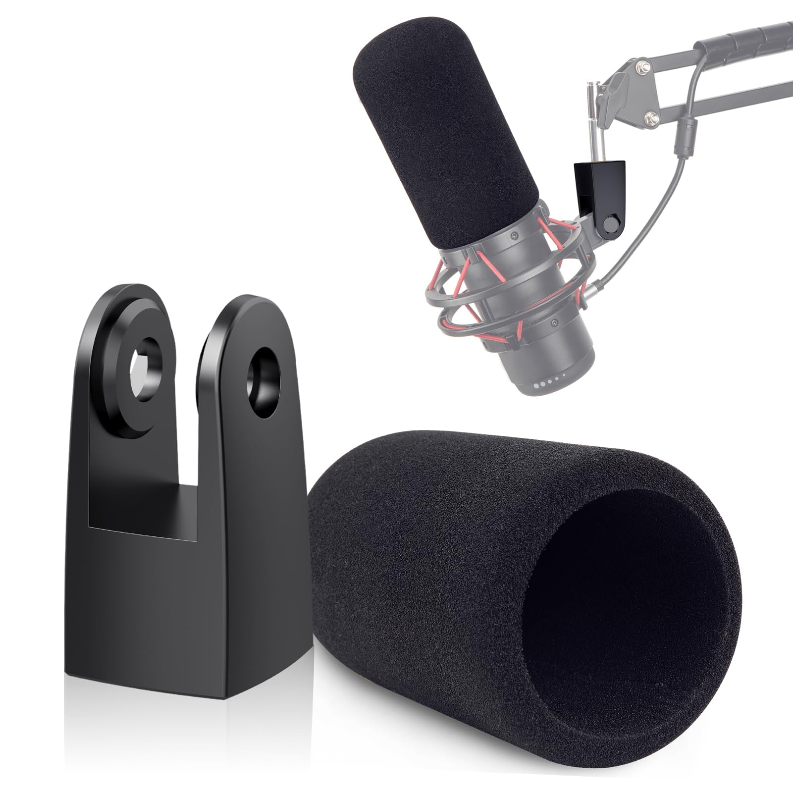 Youshares Hyperx Quadcast Mount Adapter With Microphone Covers Foam, Compatible With For Hyperx Quadcast Microphone, Replacement