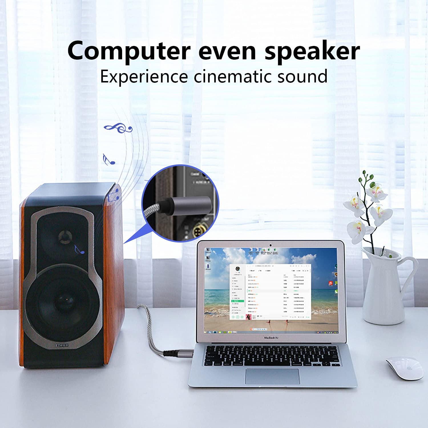 Usb To 1/4 Male Trs Audio Stereo Cable, Usb To 6.35Mm Jack Audio Adapter Compatible With Laptop,Windows Or Pc,Amplifier, Speaker