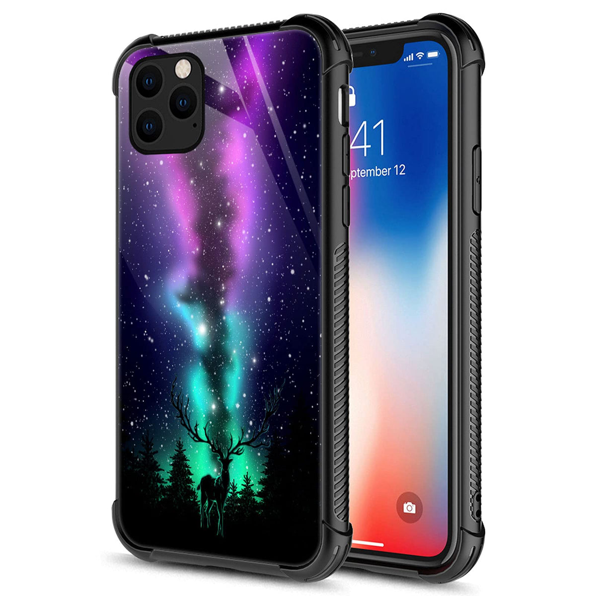 Carloca Compatible With Iphone 13 Pro Max Case,Deer Northern Lights Art Identity Graphic Design Shockproof Anti Scratch Hard Acr