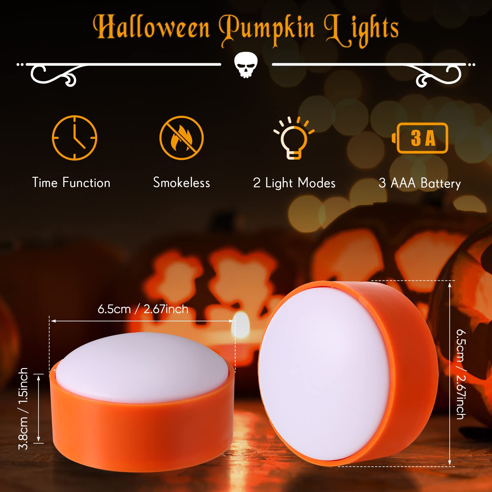 Riakrum 6 Pieces Halloween Pumpkin Lights With Remote And Timer Led Pumpkin Lights Battery Operated Pumpkin Pat Lights Jack O La