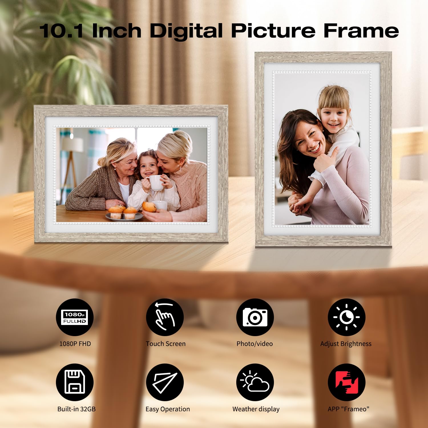 Showscren Digital Picture Frame 10.1 Inch Smart Digital Photo Frame With 32 Gb, Auto Rotate Hd Ips Touch Wifi Digital Frame Comp