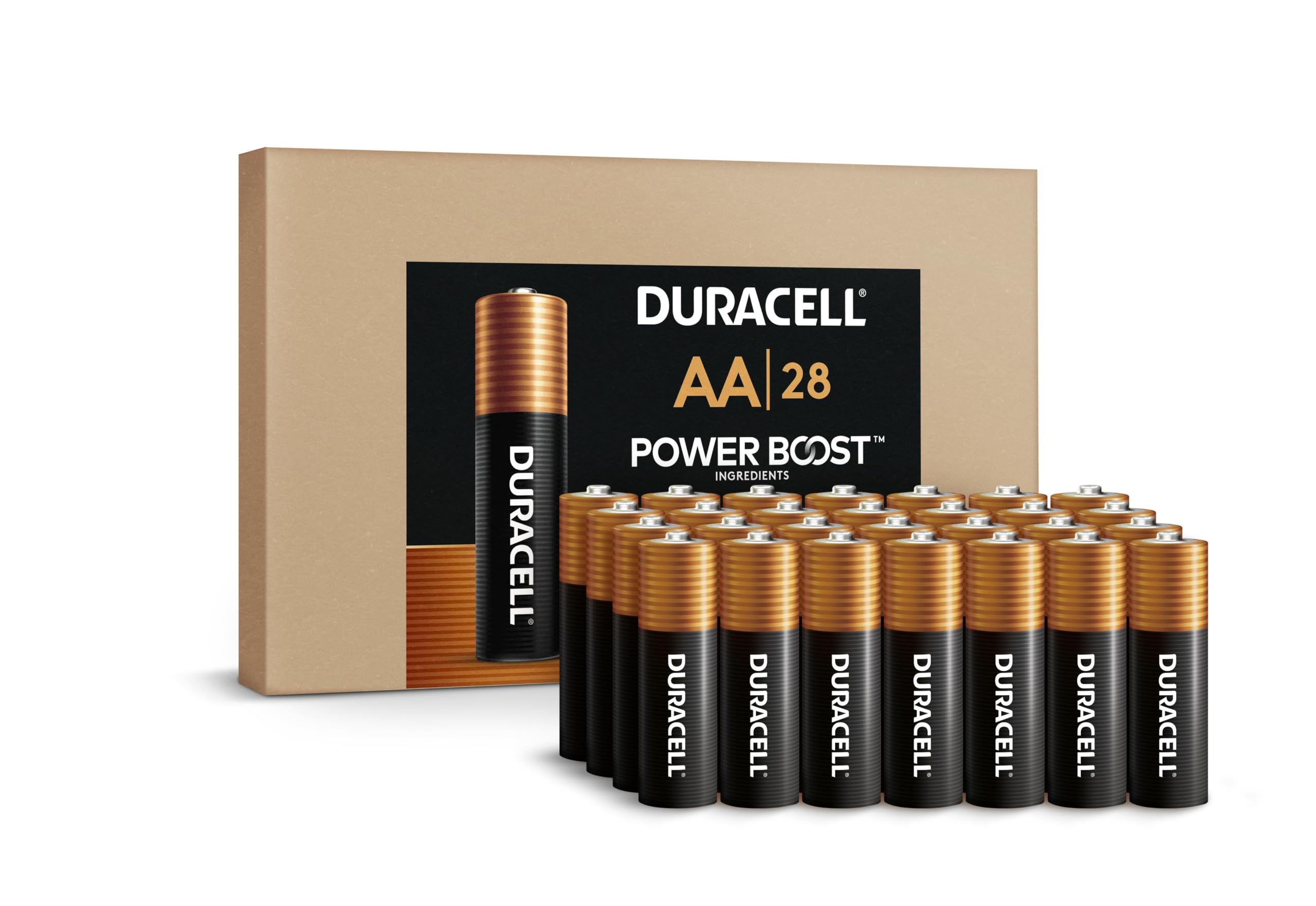 Duracell Coppertop Aa Batteries With Power Boost Ingredients, 28 Count (Pack Of 1). Re Closable Pack For Quick, Easy Access And
