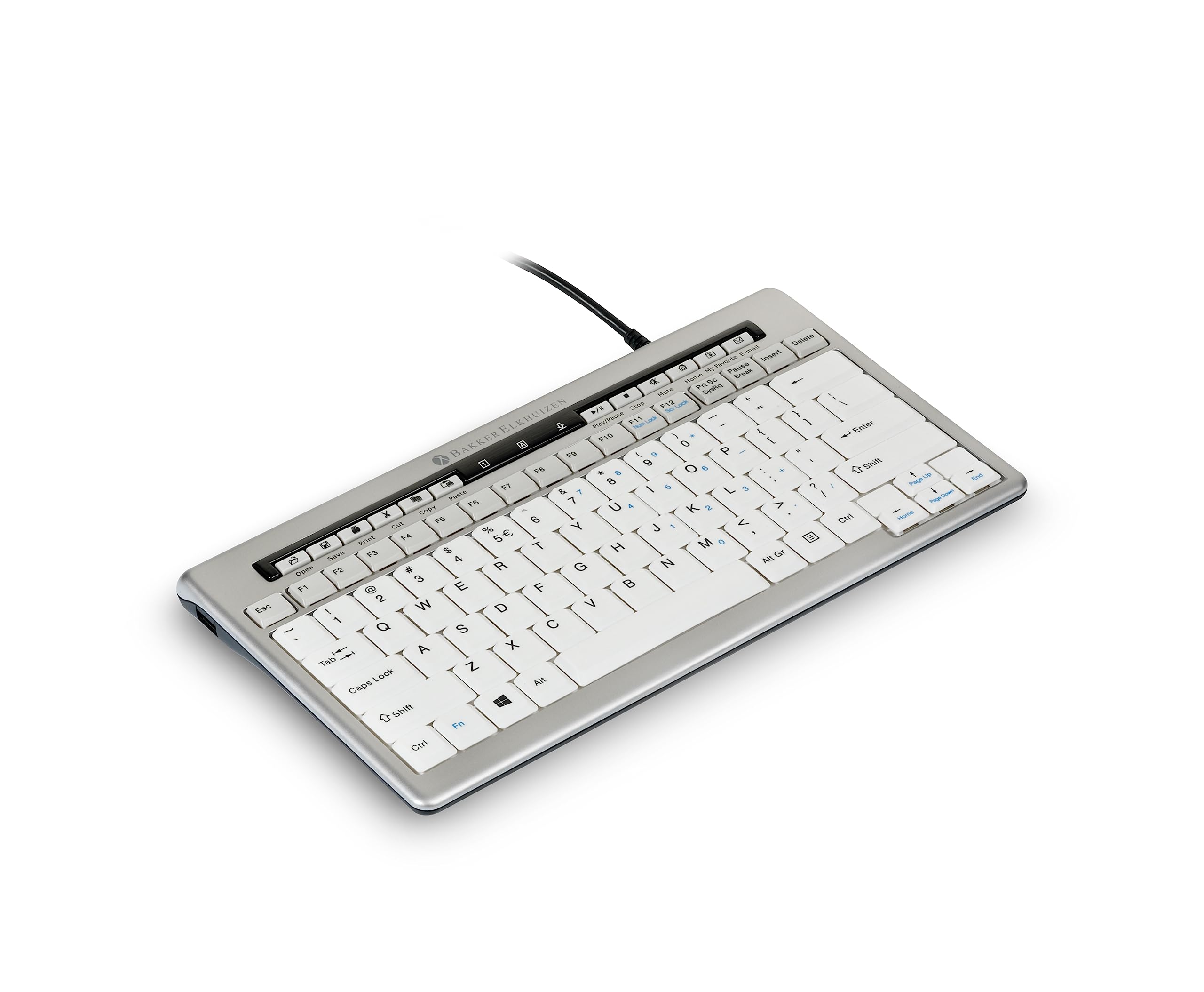 BakkerElkhuizen S-Board 840 Ergonomic Keyboard - Classic Silver, Plastic, Model BNES840DUS