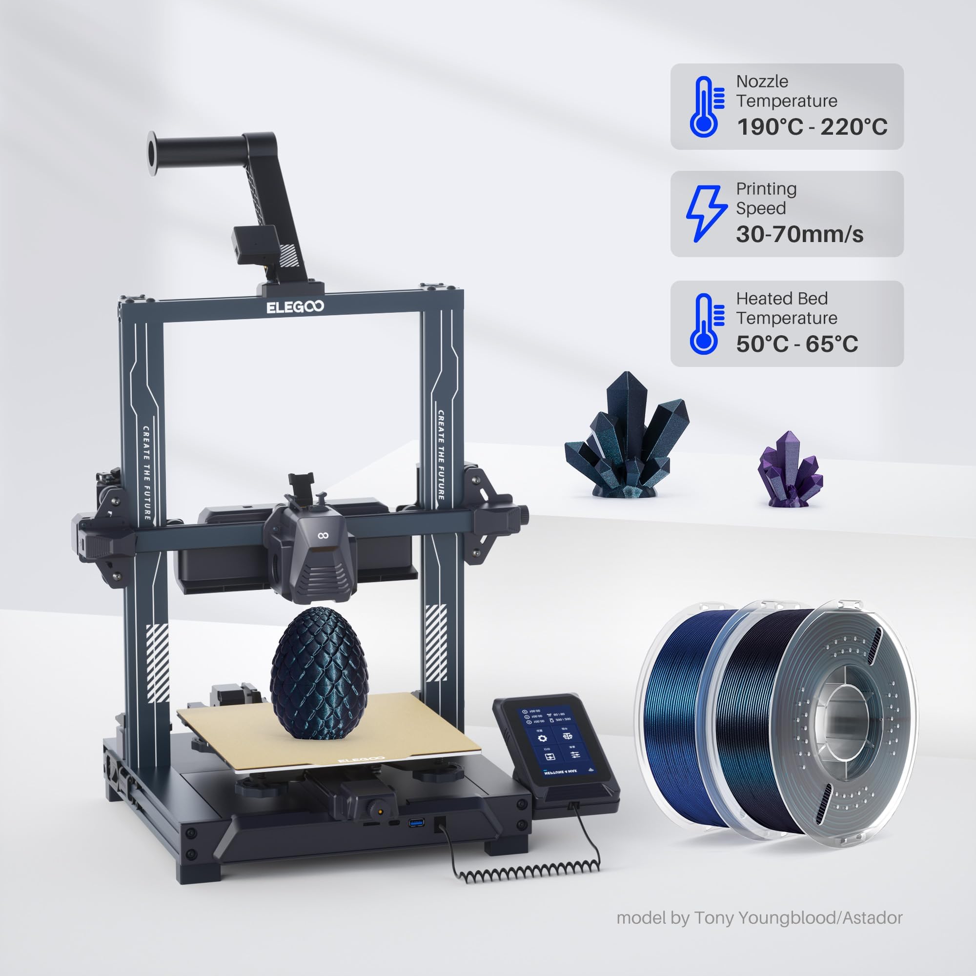 Elegoo Pla Filament 1.75Mm Galaxy Purple 1Kg, Shiny 3D Printer Filament Dimensional Accuracy +/  0.02Mm, 1Kg Spool(2.2Lbs) 3D Pr