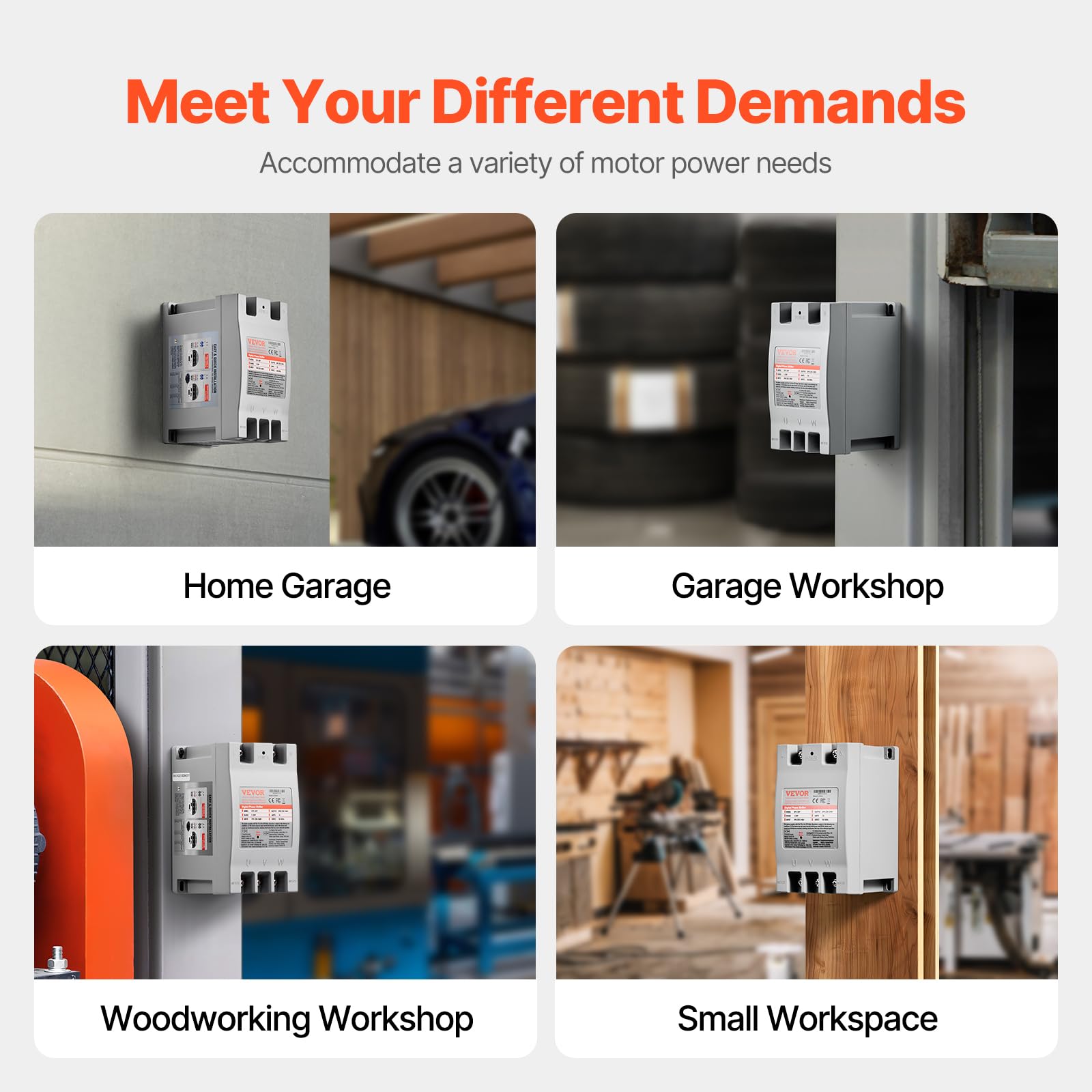 Vevor 3 Phase Converter   2Hp 7A 220V Single Phase To 3 Phase Converter, 220V 240V Input/Output, Digital Phase Shifter For Resid