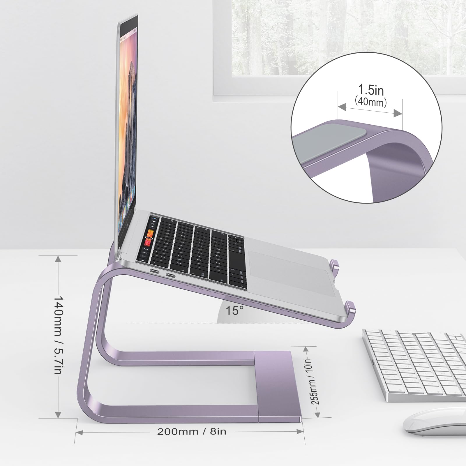 Omoton Laptop Stand, Detachable Laptop Mount, Aluminum Laptop Holder Stand For Desk, Compatible With Macbook Air/Pro, Dell, Hp And All Laptops (11 16 Inch), Purple