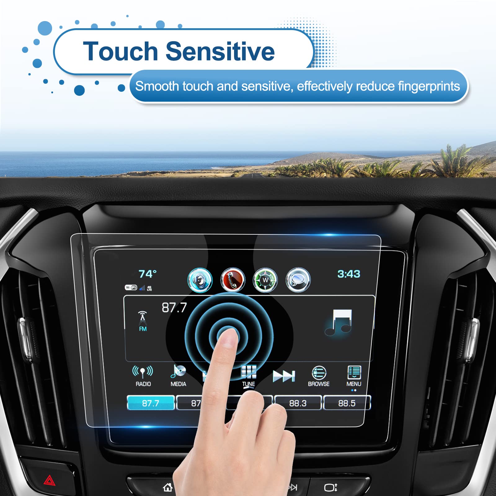 Coleya Traverse Screen Protector For 2018 2019 2020 2021 2022 2023 Chevrolet Traverse 8 Inch Touch Screen, 9H Tempered Glass 202