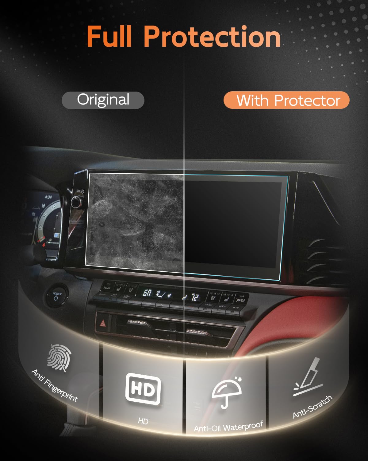 Cdefg (2Pcs) 2025 Camry Anti Reflection Screen Protector For 2025 Toyota Camry (Xle, Xse) 12.3'' Touchscreen Cover For Camry 2025+ Accessories,12.3'' Ultra Clear Anti Glare Ar Film 2Pcs