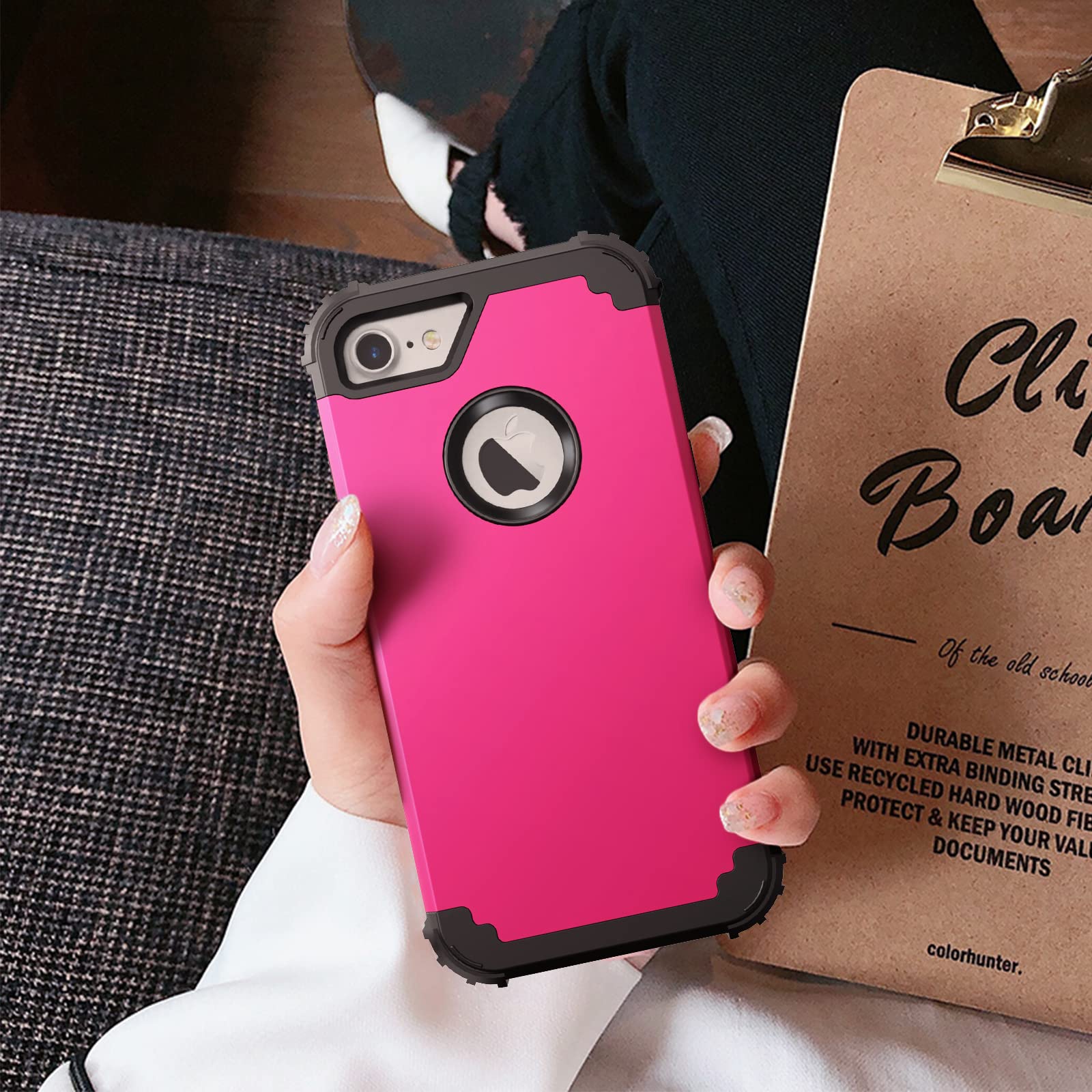 Idweel Iphone 8 Case With Tempered Glass Screen Protector, Iphone 7 Case, 3 In 1 Shock Absorption Durable Heavy Duty Hard Pc Cov