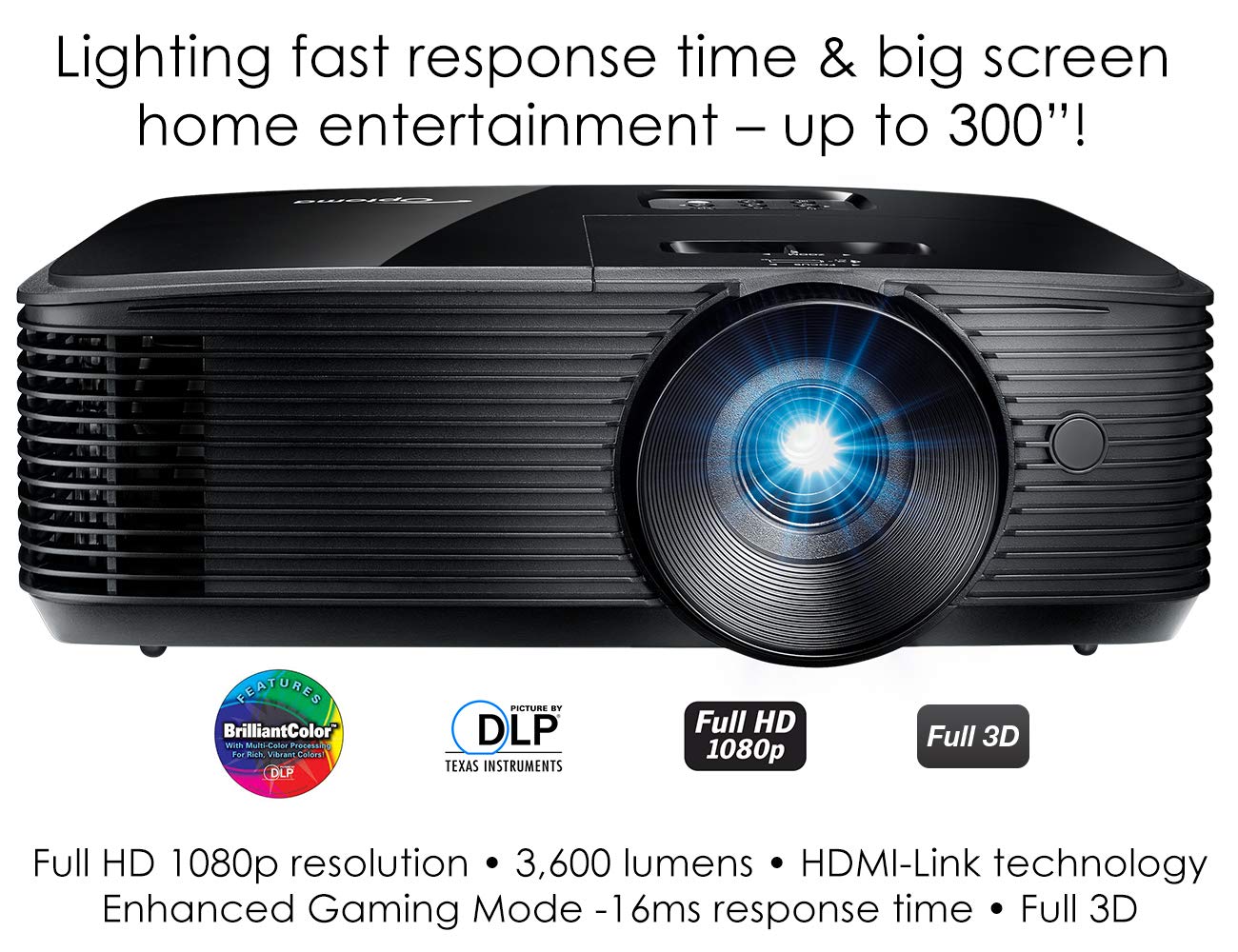 Optoma Hd146X High Performance Projector For Movies & Gaming | Bright 3600 Lumens | Dlp Single Chip Design | Enhanced Gaming Mode 16Ms Response Time