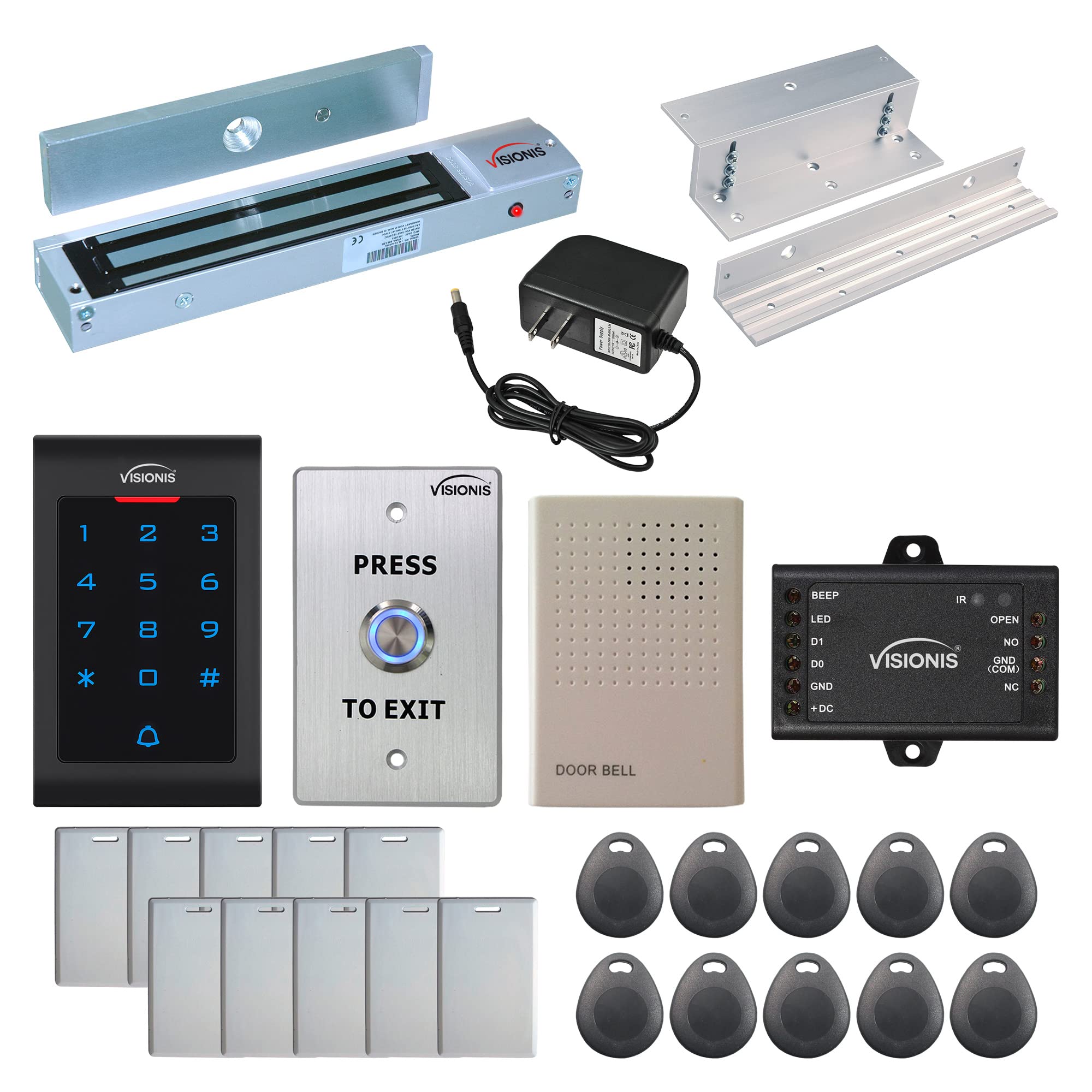Visionis Fpc 5327 One Door Access Control In Swinging Door 600Lbs Maglock + Vis 3002 Indoor Use Only Keypad/Reader Standalone Wi