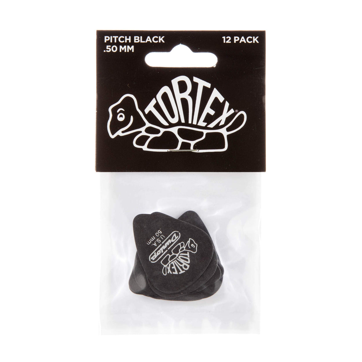 Dunlop 488R50 .50Mm Tortex Pitch Black Guitar Picks, 72 Pack