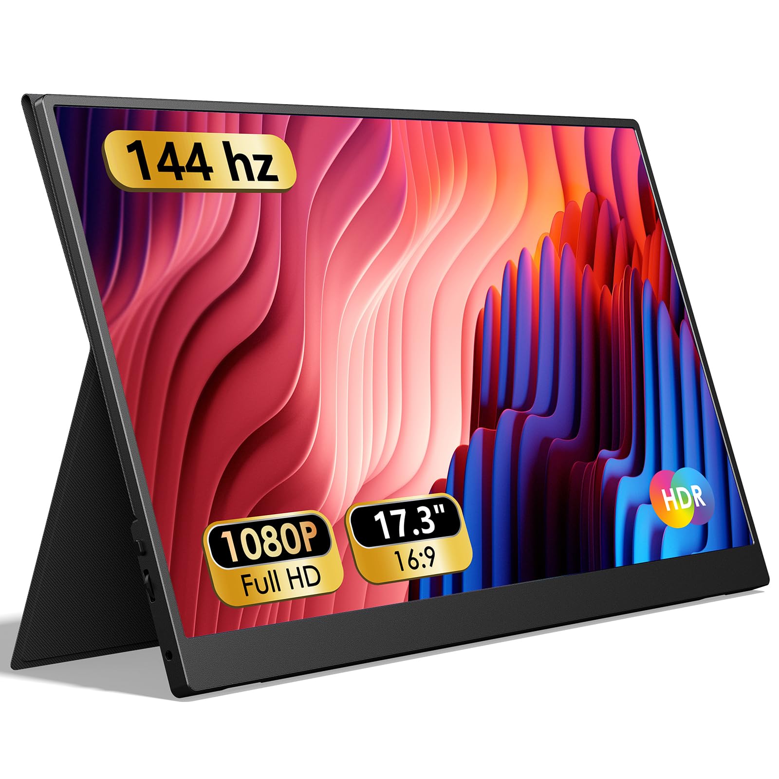 Forhelp 17.3'' Portable Monitor 1080P Fhd 144Hz Narrow Edge Laptop Monitor Usb C Hdmi Gaming Computer Ips Hdr Screen, Travel Mon