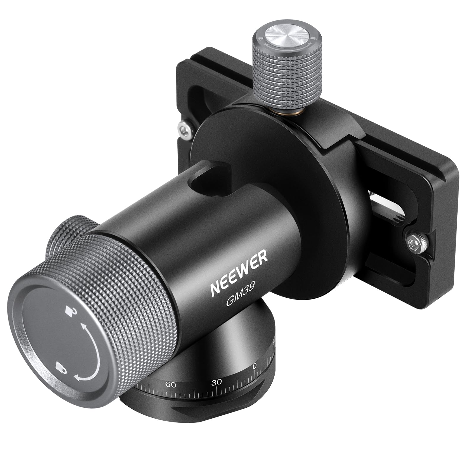 Neewer Monopod Gimbal Head Tripod Mount For Long Telephoto Lenses, 360 Pan 90 Tilt Metal Low Profile Monopod Head, Quick Release