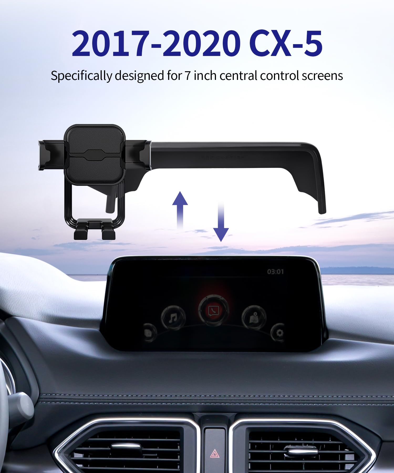 Masergogo Car Phone Holder For 2017-2020 Mazda Cx-5, 360 Rotation, 7 Inch Screen Fixed Clip, Auto Accessories Navigation Bracket