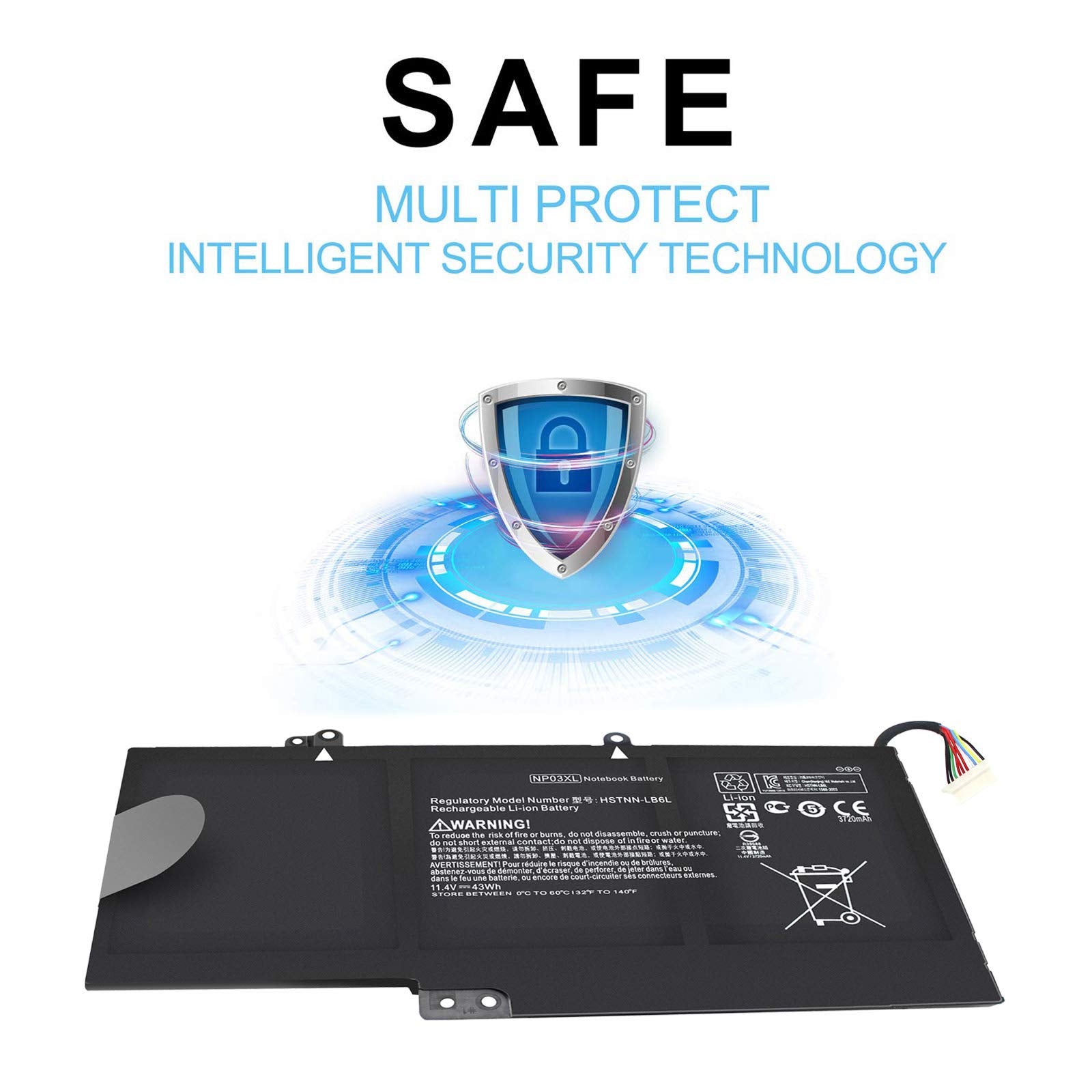 Gomarty 43Wh Np03Xl Notebook Battery For Hp Pavilion X360 13 A010Dx 13 A110Dx 13 A012Dx Envy 15 U010Dx 15 U337Cl Hstnn Lb6L Tpn