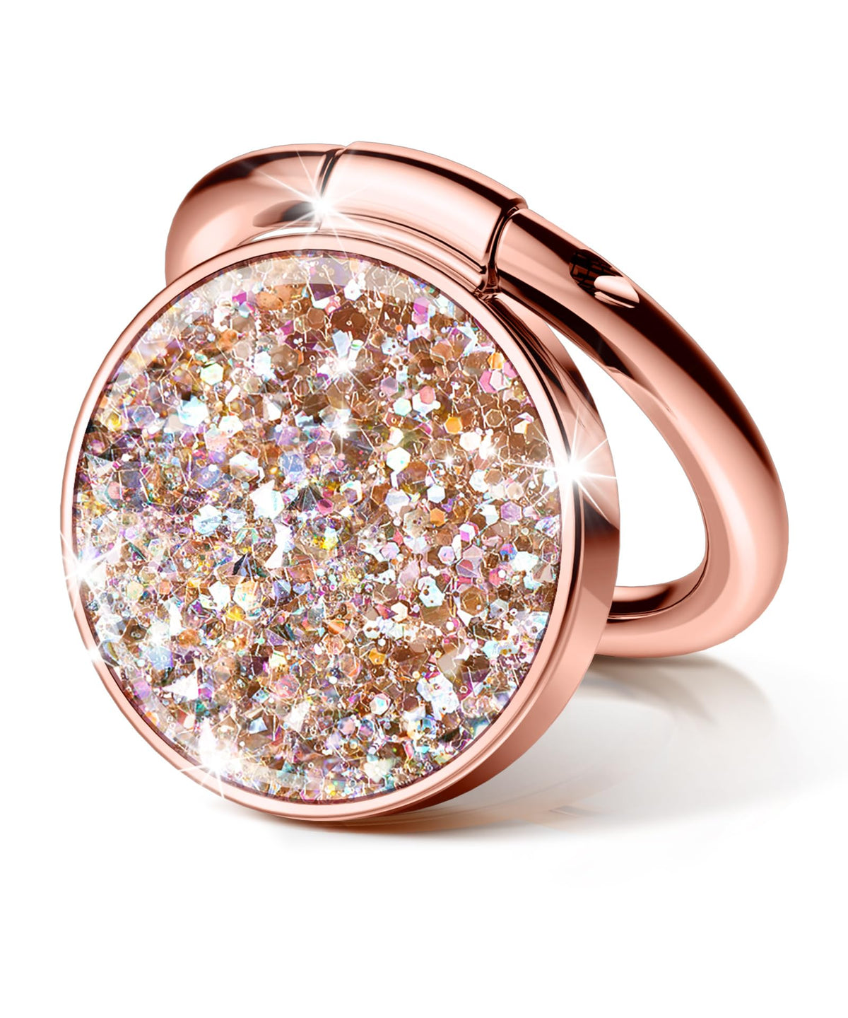 Gviewin Glitter Cell Phone Ring Holder, Metal Kickstand Grip For Magnetic Car Mount Compatible With Iphone 16 Pro Max/15 Plus/14