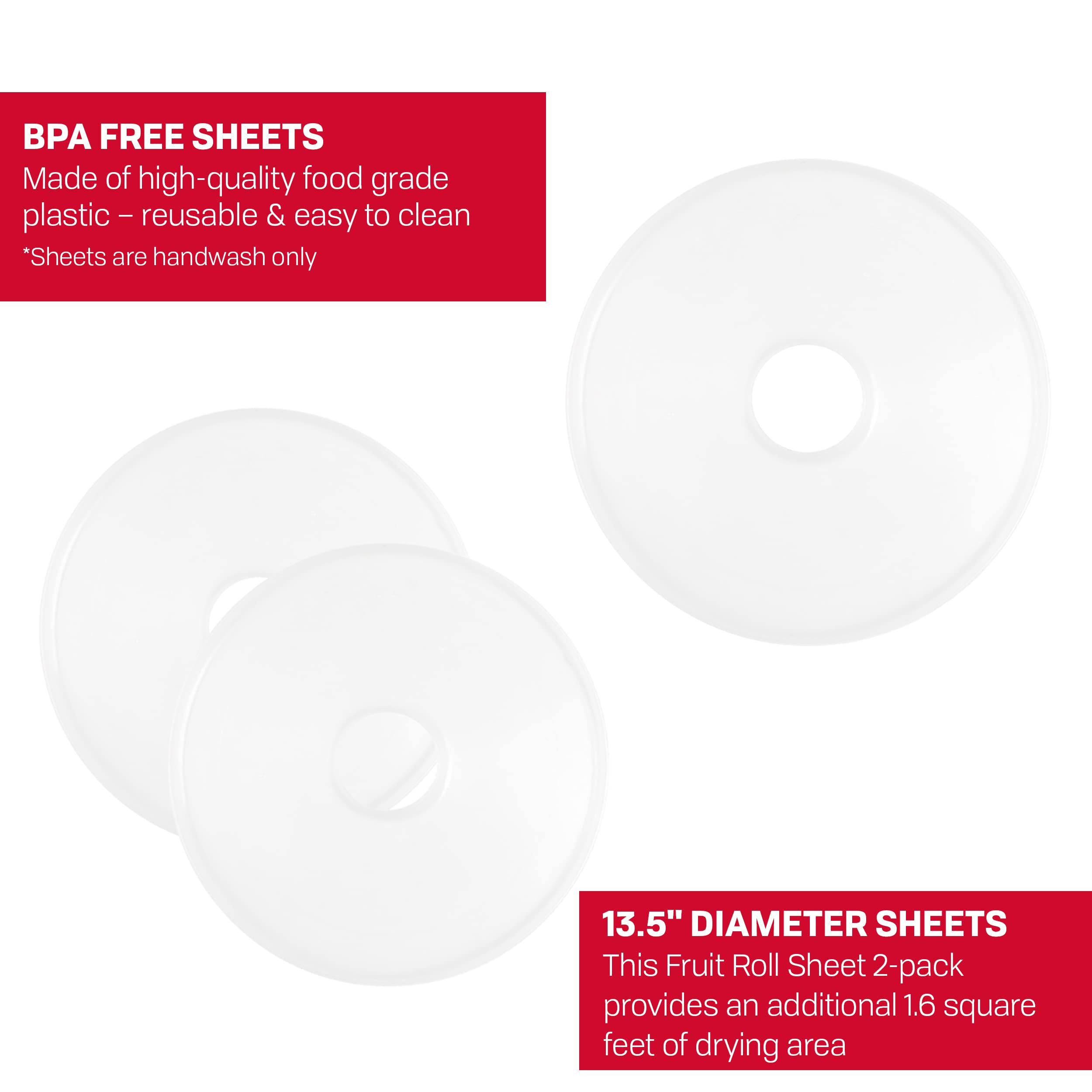 Nesco LSS-2-6 Snackmaster Fruit Roll Sheet, 13.5, White, 2 Count for Food Dehydrators