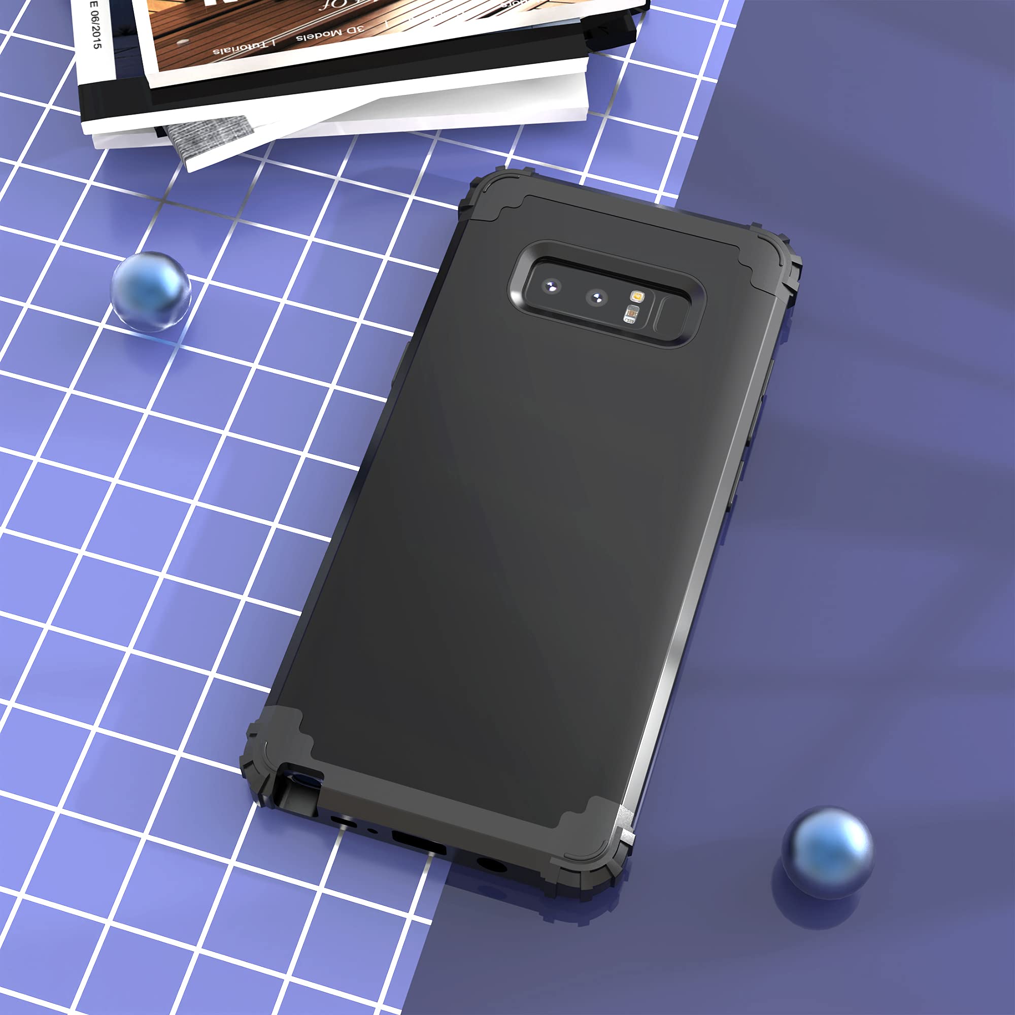 IDweel Galaxy Note 8 Shockproof Hybrid Phone Case Hard PC Soft Silicone Black 6.3-inch