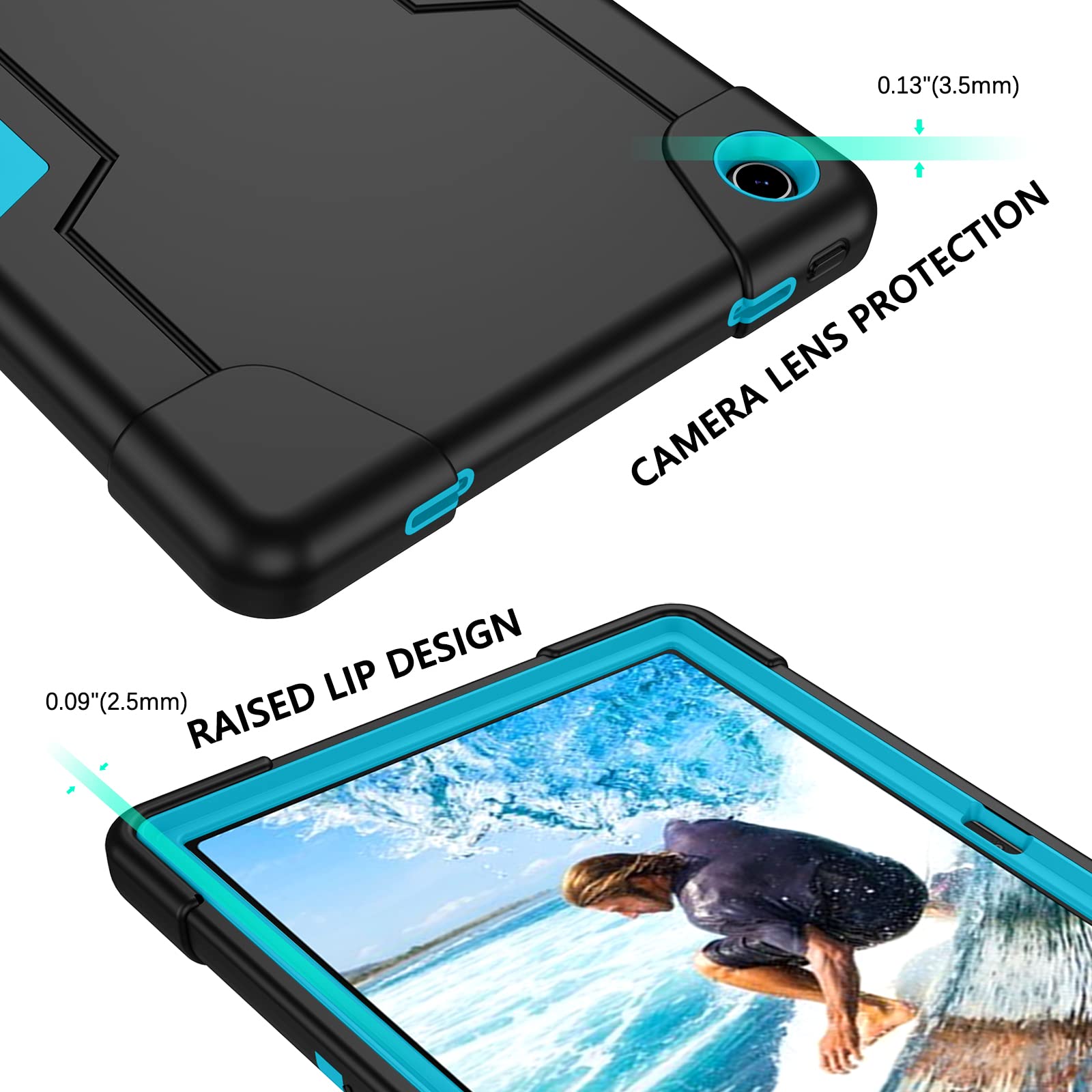 Guagua Compatible With Lenovo Tab M10 Plus 3Rd Gen Case 10.6 Inch 2022 Kickstand 3 In 1 Heavy Duty Rugged Bumper Shockproof Prot