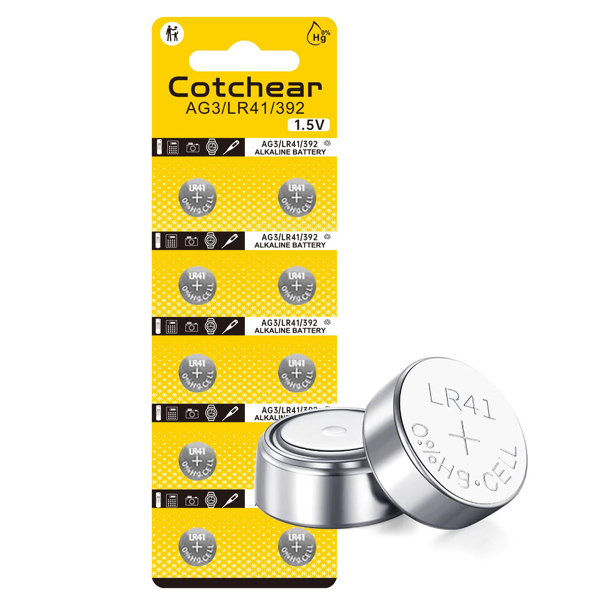 Cotchear 10Pcs Ag3 Lr41 Battery 392 384 192 Sr41Sw Cx41 L736 Batteries L736F Battry 1.5V Lr41 Button Batteries For Watch Toys Cl