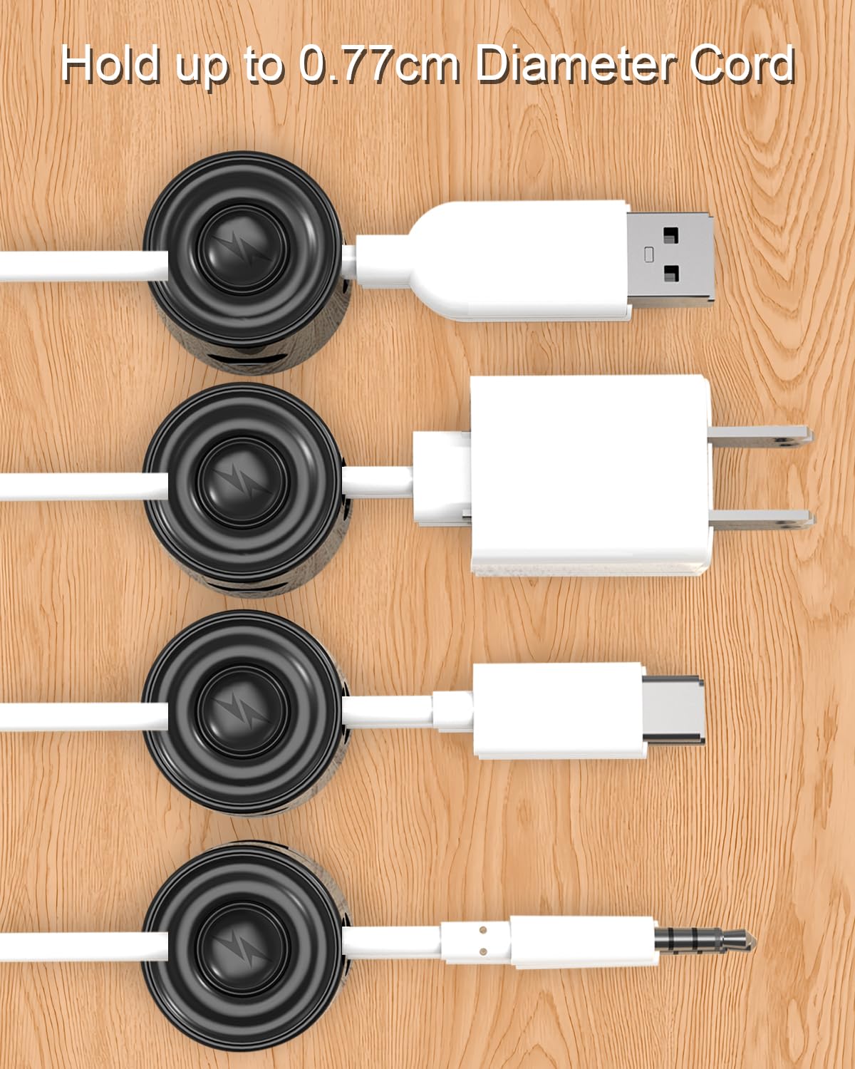 6 Pack Magnetic Cord Organizer, Adhesive Cable Clips Desk Cable Management, Wire Holder Keeper Organizer For Home Office   Round