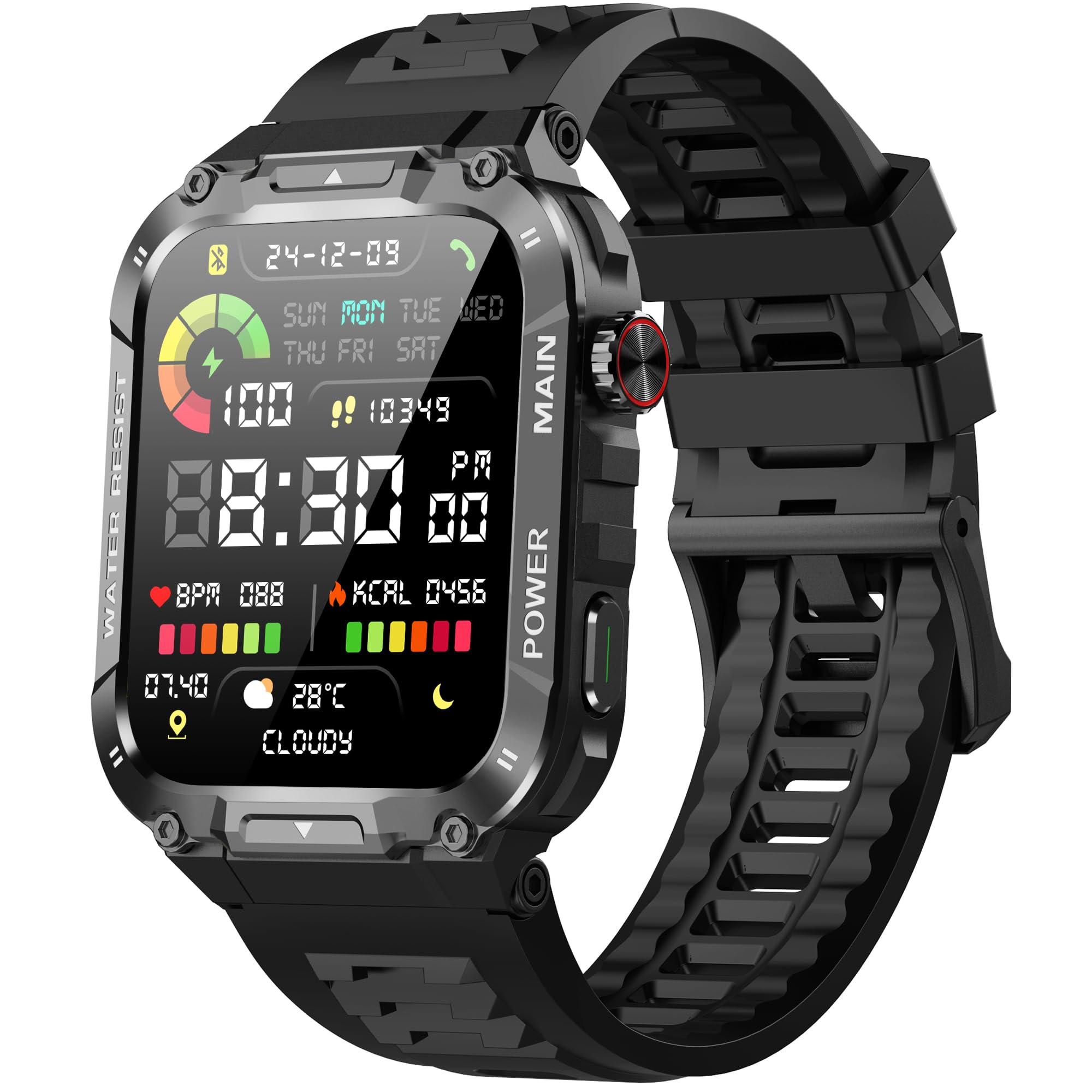 Military Smart Watch For Men With Call Function,Fitness Smartwatch For Android Phones And Iphone,Waterproof Fitness Tracker With