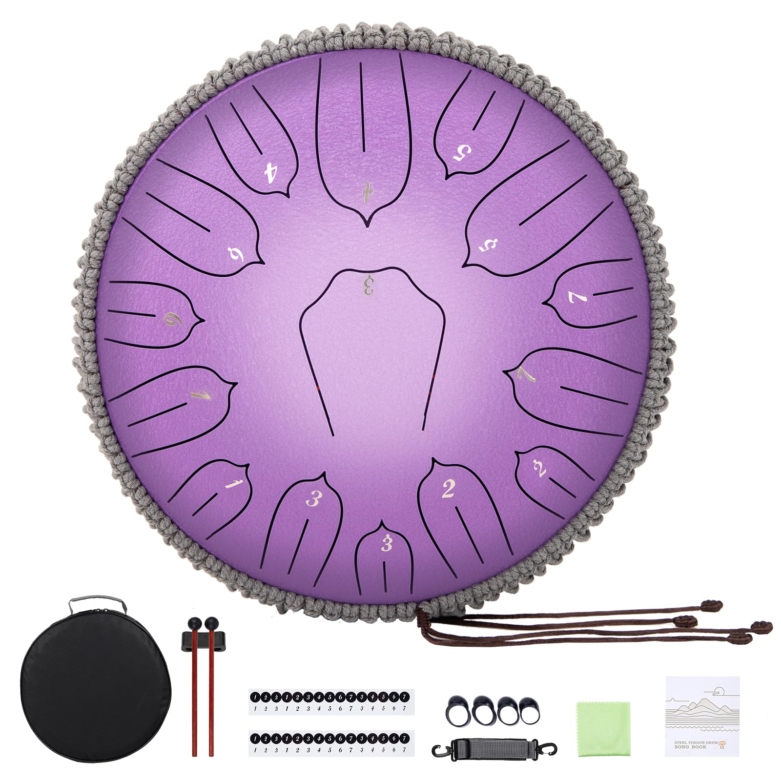 Steel Tongue Drum 12 Inch 15 Notes: Handpan Drums Set with Music Book Mallets Carry Bag - Hand Pan Instrument for Adults Musical
