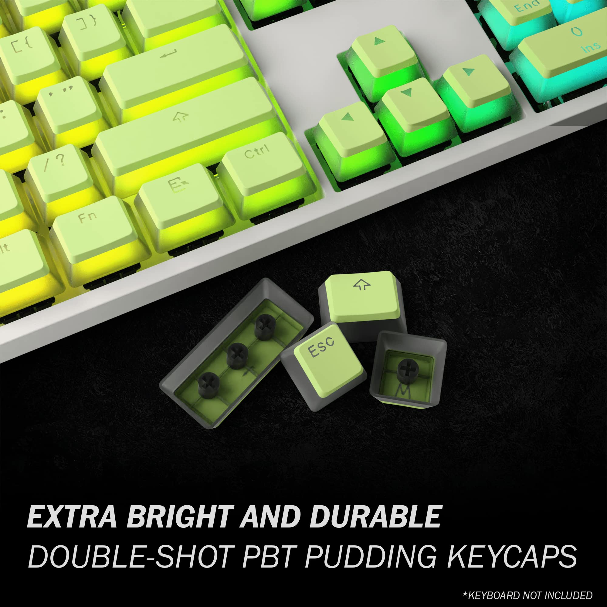 Hk Gaming Pudding Keycaps Set | Doubleshot Pbt Keycap Set | Full 112 Oem Profile Key Set | Ansi Us Layout | For Mechanical Keybo