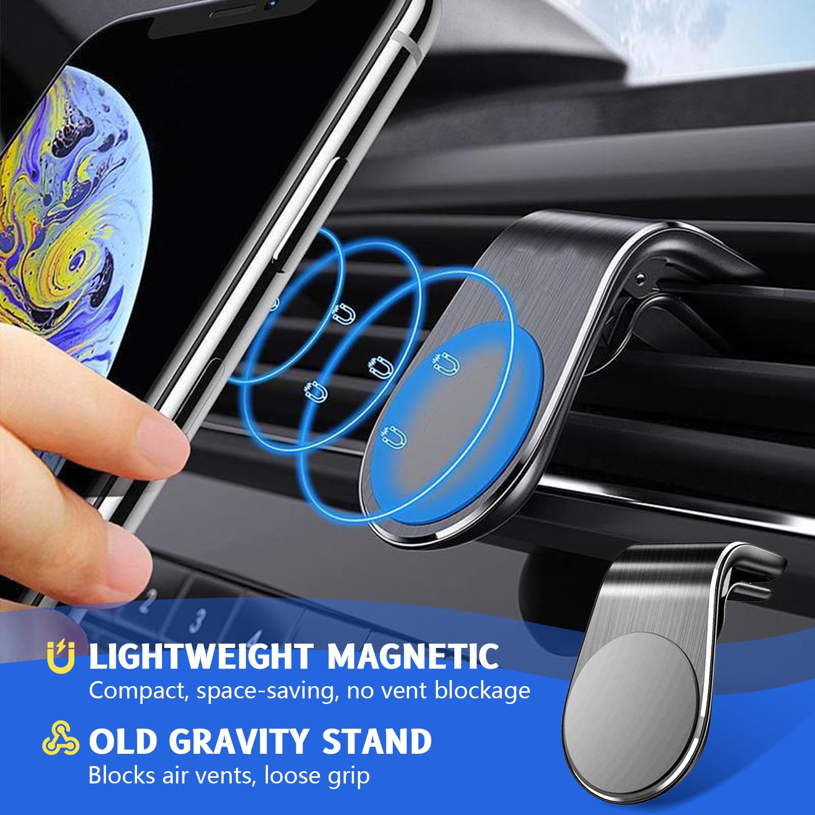 Tlm Mobile Phone Navigation Magnetic Holder, Rotatable Car Phone Holder (Black)