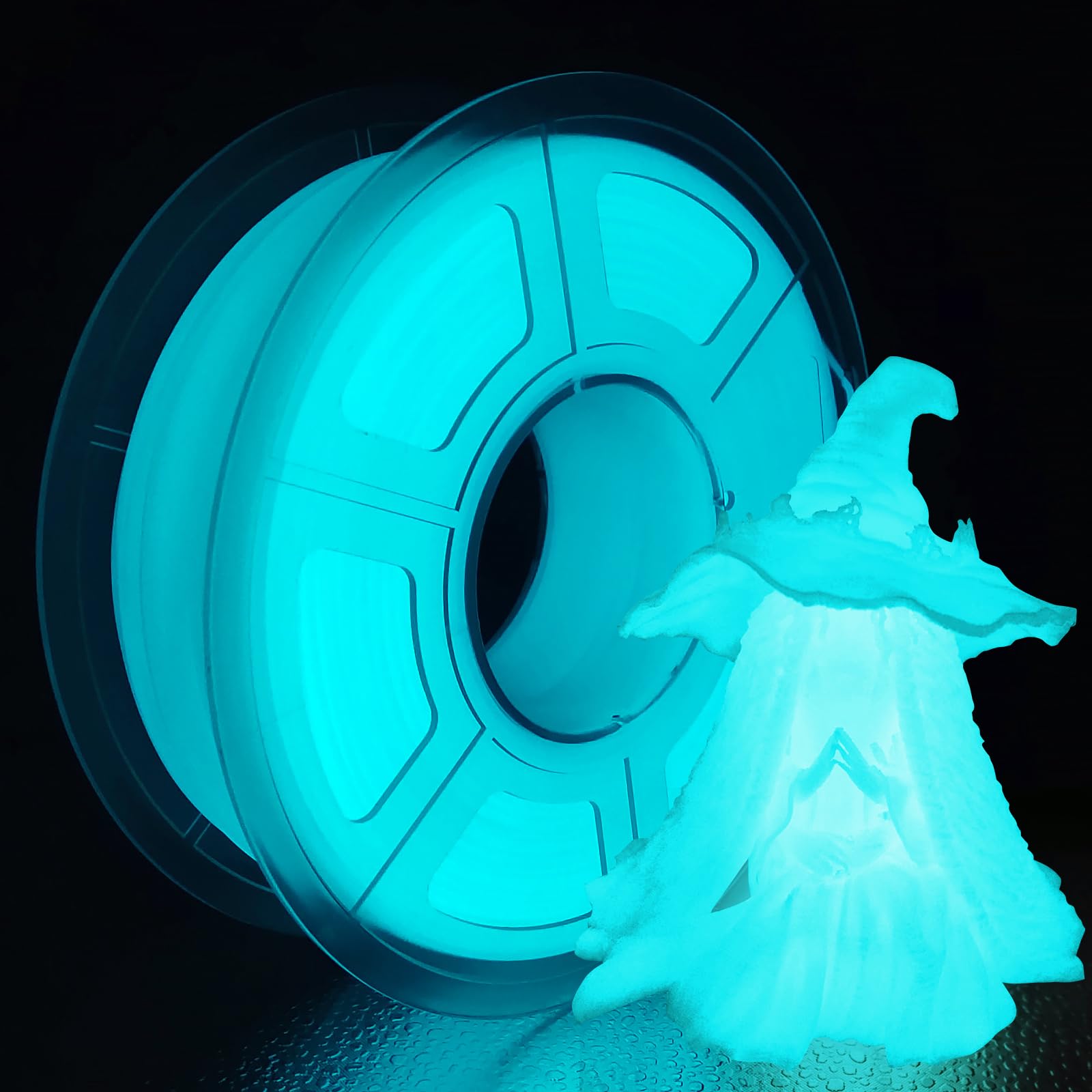 iSANMATE 3D Printer Filament, PLA Filament Glow in The Dark Bluish Green, 1.75mm 3D Printing Filament, Dimensional Accuracy +/- 