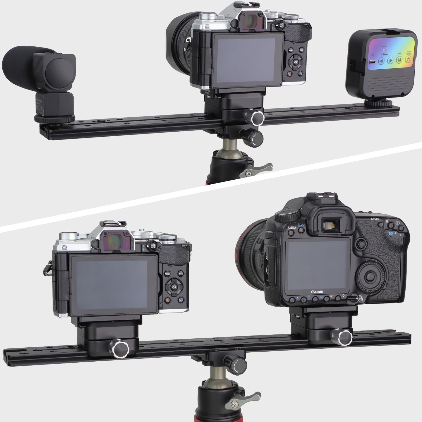 Leftfoto 400Mm Lengthened Quick Release Double Dovetail Slide Rail Universal Qr Plate, With Arri Locating Hole, 1/4'' & 3/8'' Th