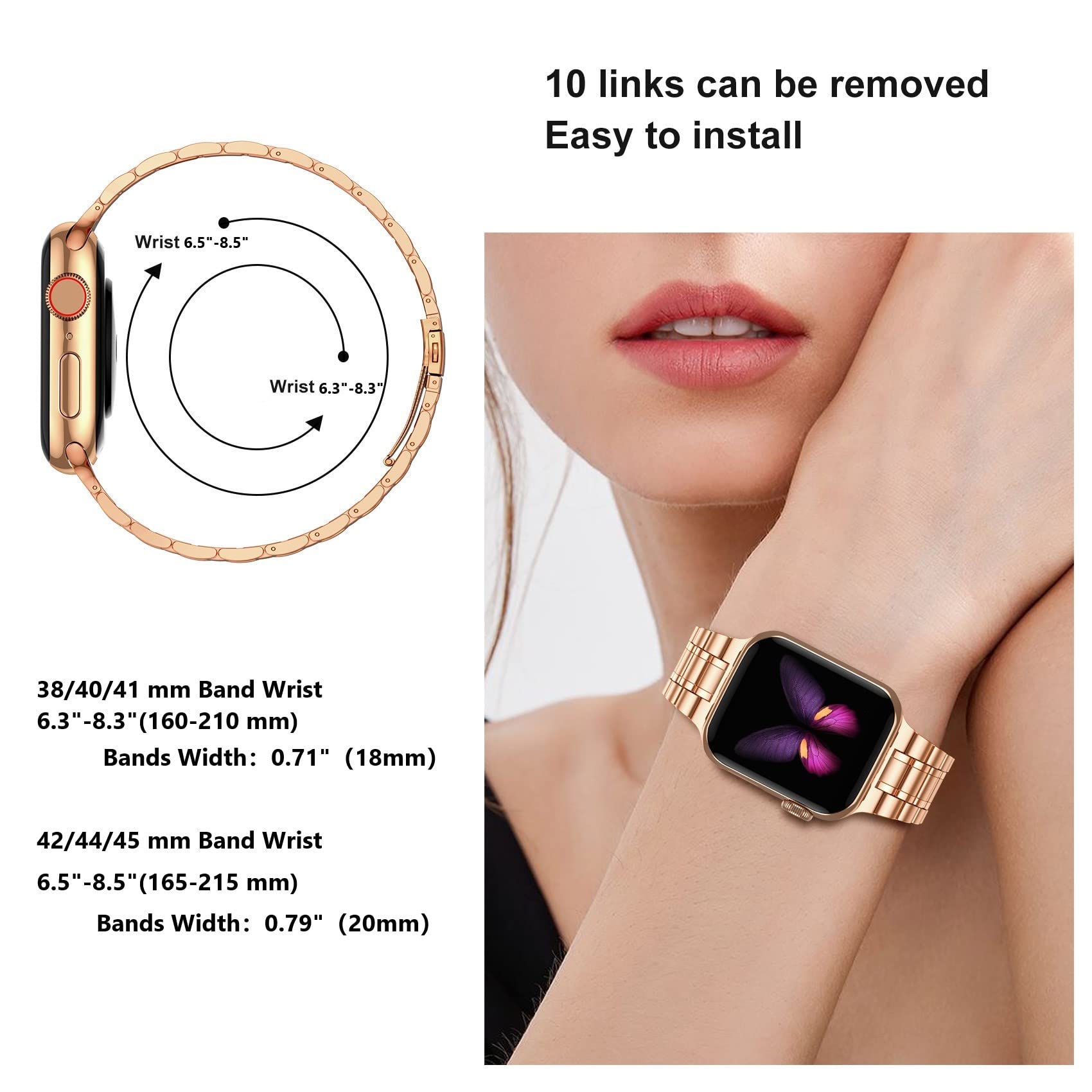 Miohhr Solid Stainless Steel Band Compatible With Apple Watch 45Mm, Metal Strap With Soft Tpu Case For Iwatch Series 9 8 7 45Mm