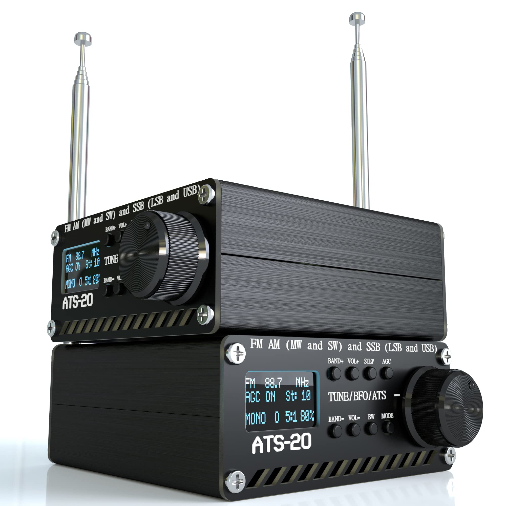 Bulipu Si4732 All Band Full Frequency Radio Receiver, Fm Am (Mw And Sw) Ssb (Lsb And Usb) With Speaker, Antenna, Battery, Black