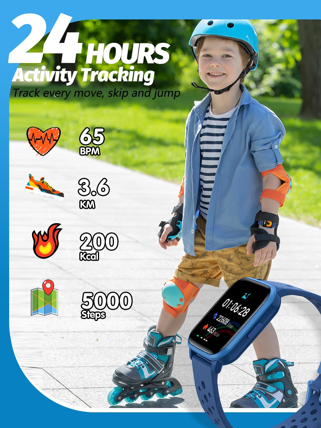 Butele Kids Smart Watch, Smart Watch For Kids 4-16 Years Old With Sleep Mode, 19 Sports Mode, Pedometer, Birthday Gift For Boys