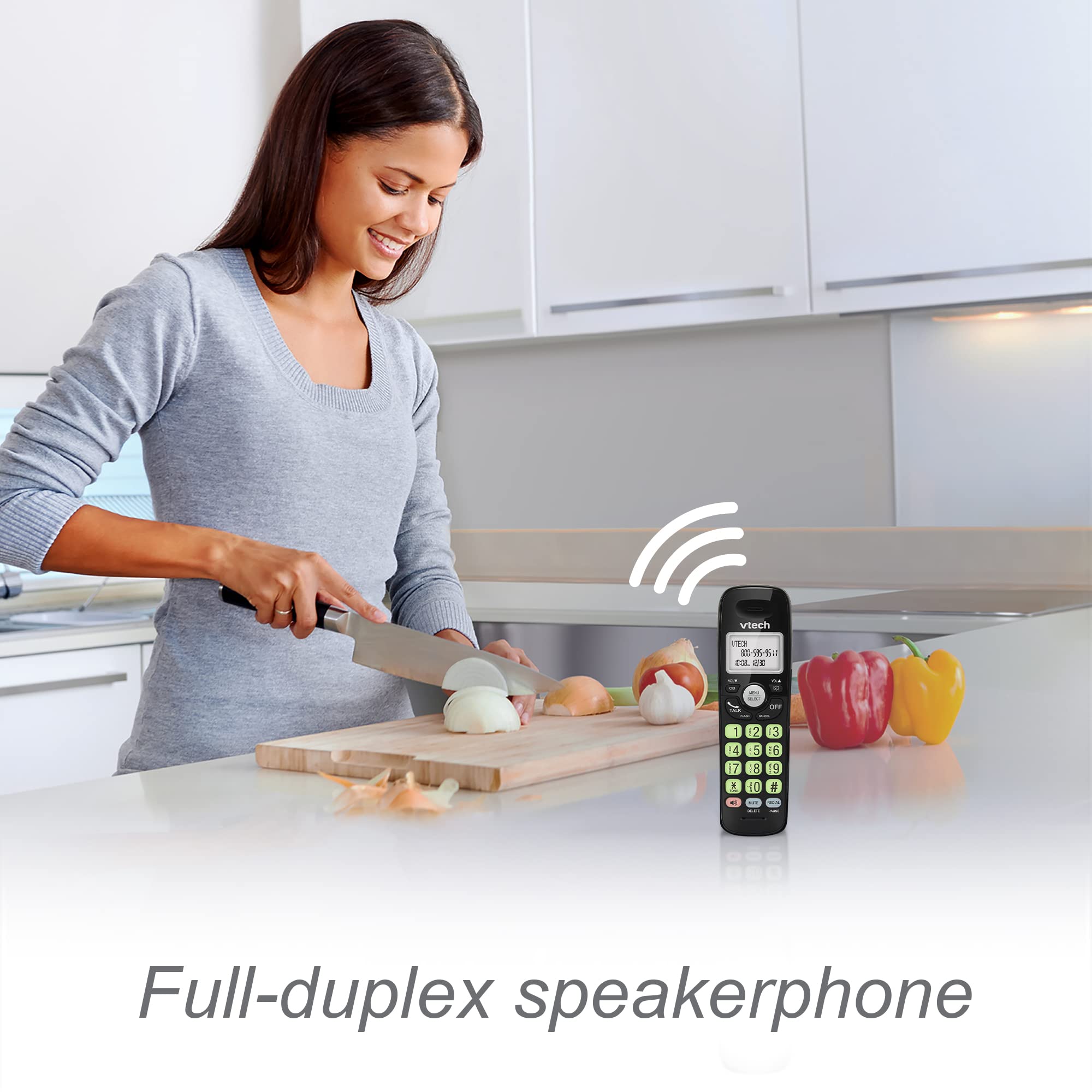 Vtech Dect 6.0 Cordless Phone With Answering Machine, Blue White Display, Backlit Buttons, Full Duplex Speaker, Caller Id/Call W