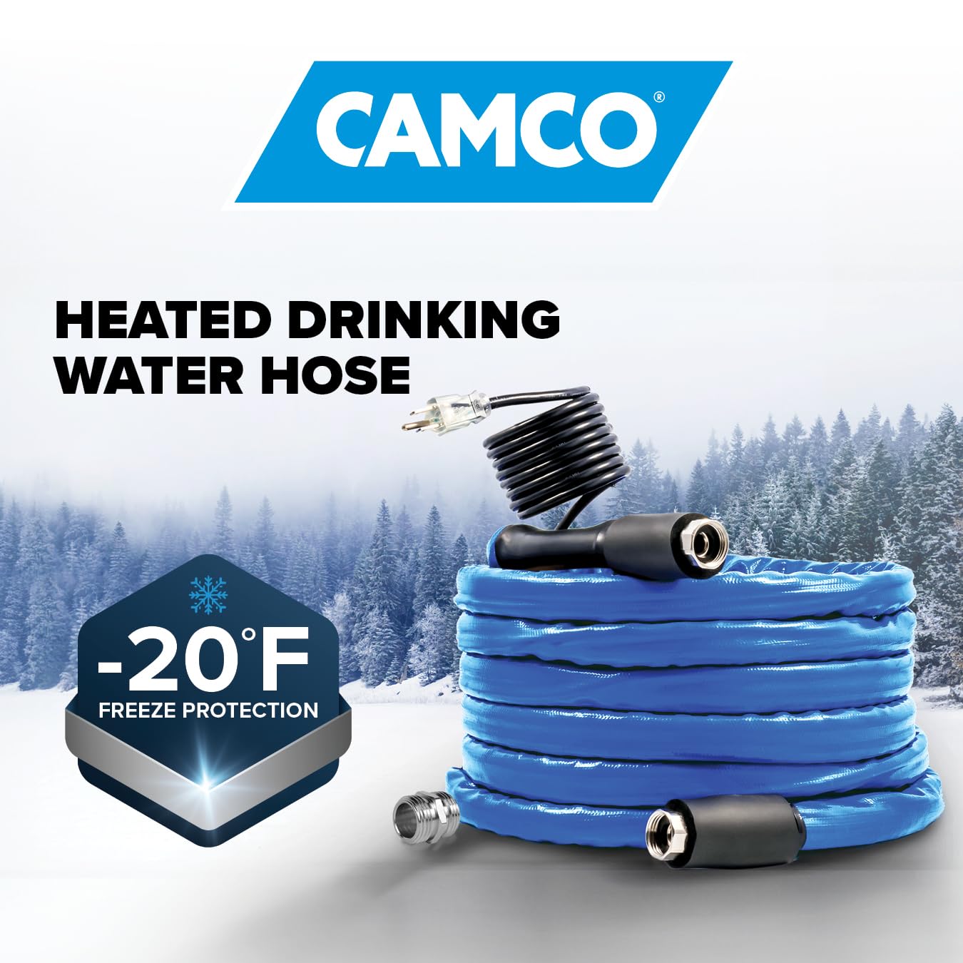 Camco 25-Ft Heated Water Hose For Rv - Water Line Freeze Protection Down To -20F/-28C - Features Energy-Saving Thermostat & Incl,WBAUVB01ABONB0A